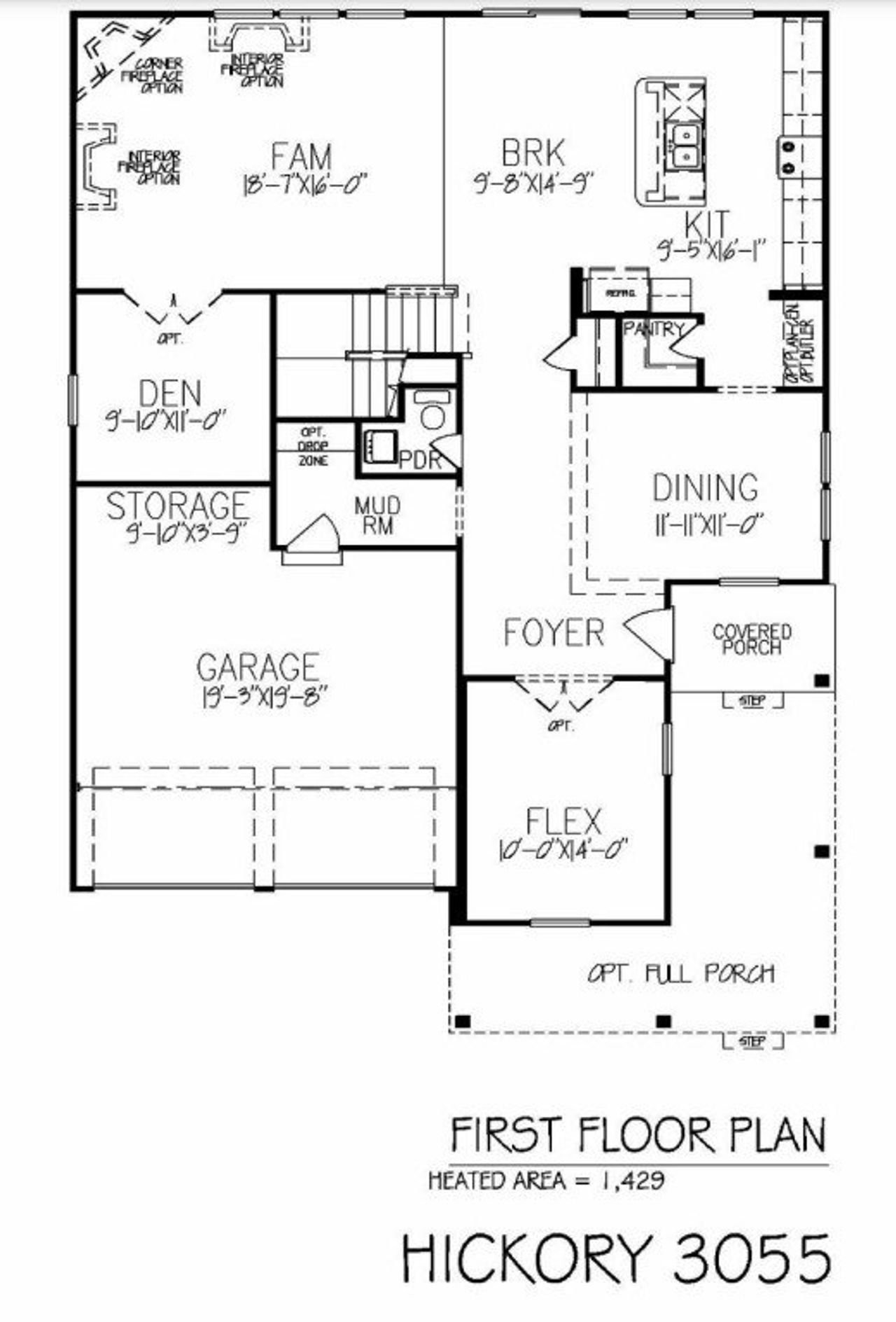 2D floor plan layout for the Hickory 3055 by Accent Homes Carolinas in Kinghurst Cove, Charlotte, NC (Image 2).