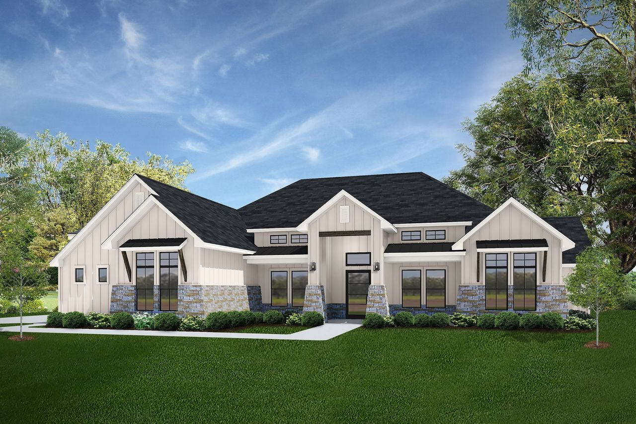 Representative exterior photo of a completed home built from the Brazos II by Flintrock Builder in Daniels Mountain, Georgetown, TX (Image 2).