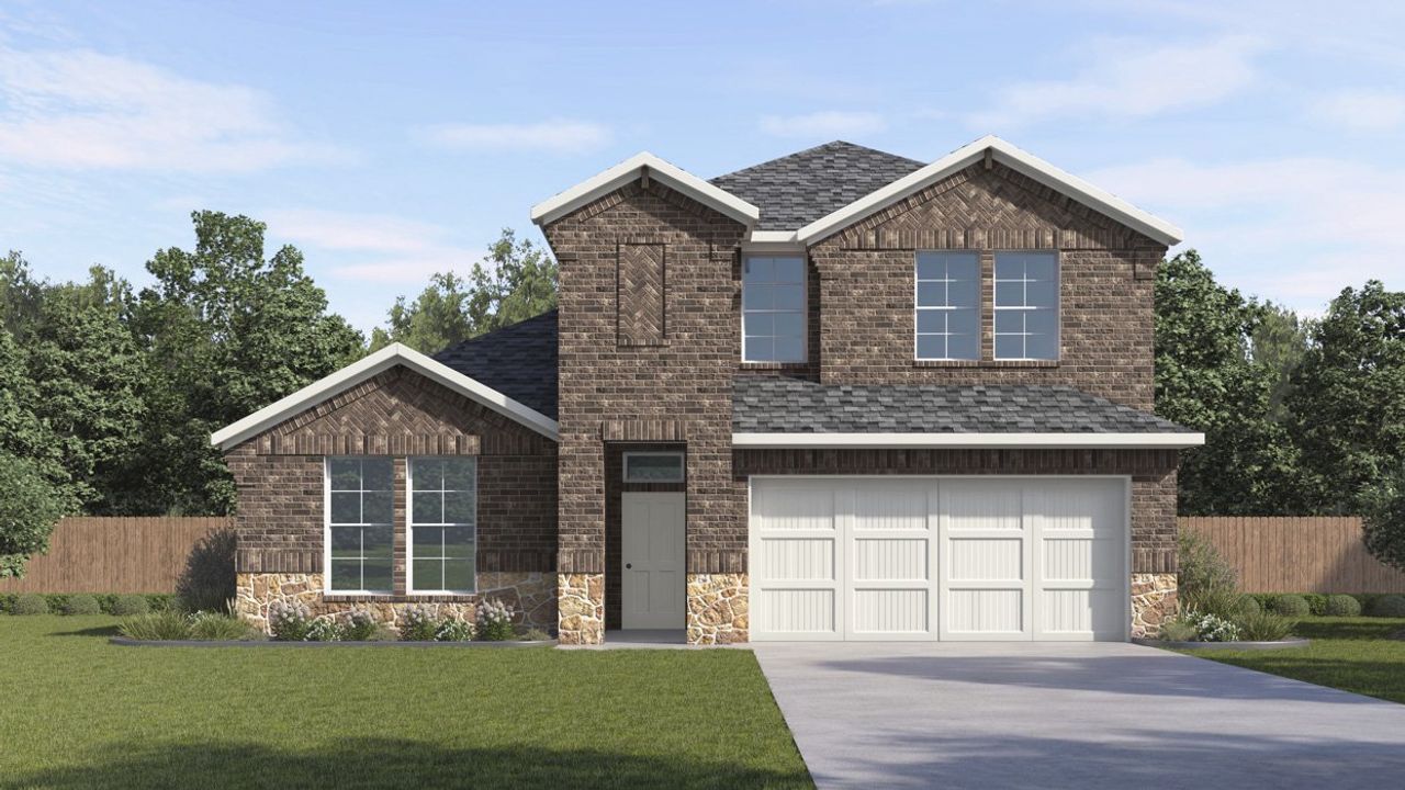 Representative exterior photo of a completed home built from the Rosebud by D.R. Horton in Morning Ridge, Princeton, TX (Image 2).