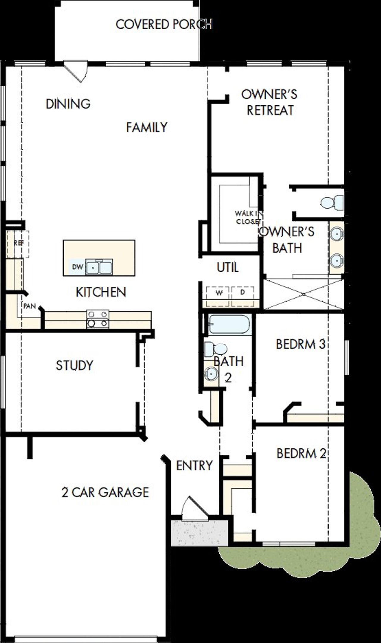 2D floor plan layout of this home in The Colony, Bastrop, TX (Image 2).