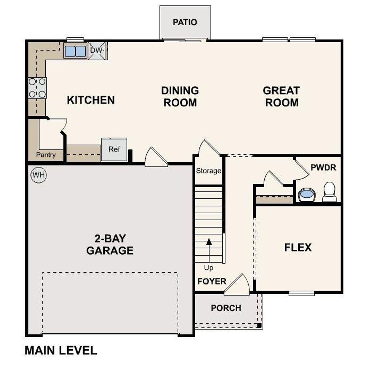 2D floor plan layout of this home in Garden Walk, Jackson, GA (Image 2).