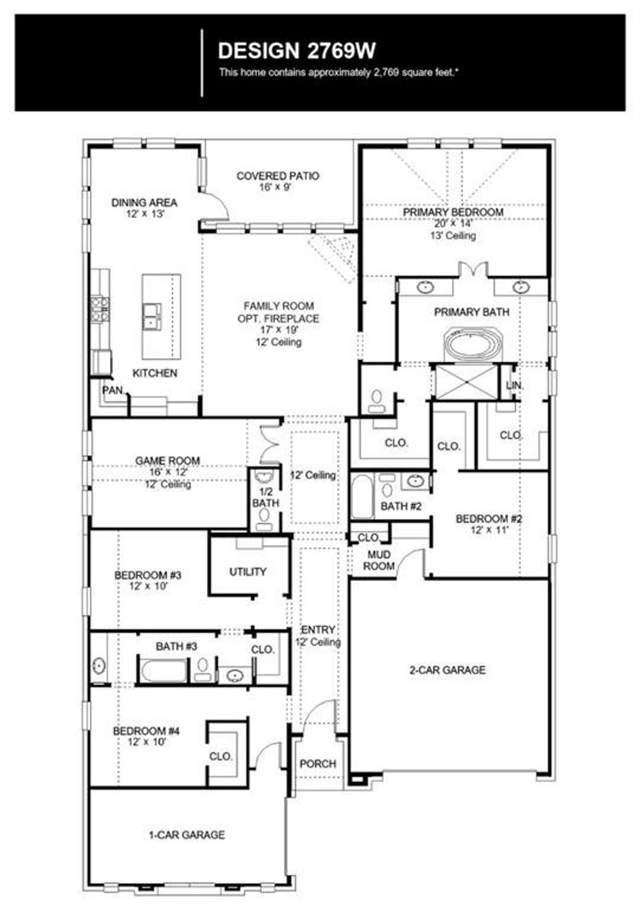 2D floor plan layout of this home in Terraces, Rockwall, TX (Image 2).