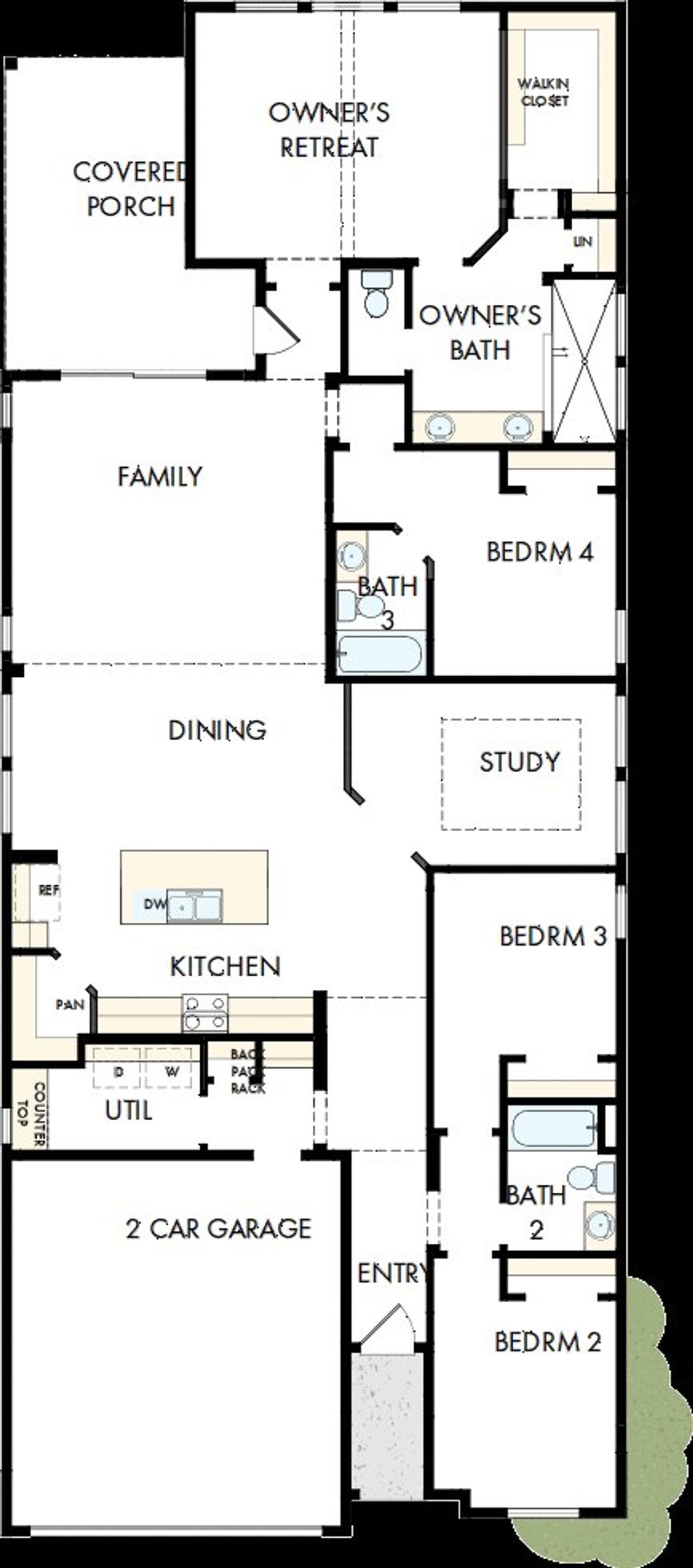 2D floor plan layout of this home in Harvest Green 45', Richmond, TX (Image 2).