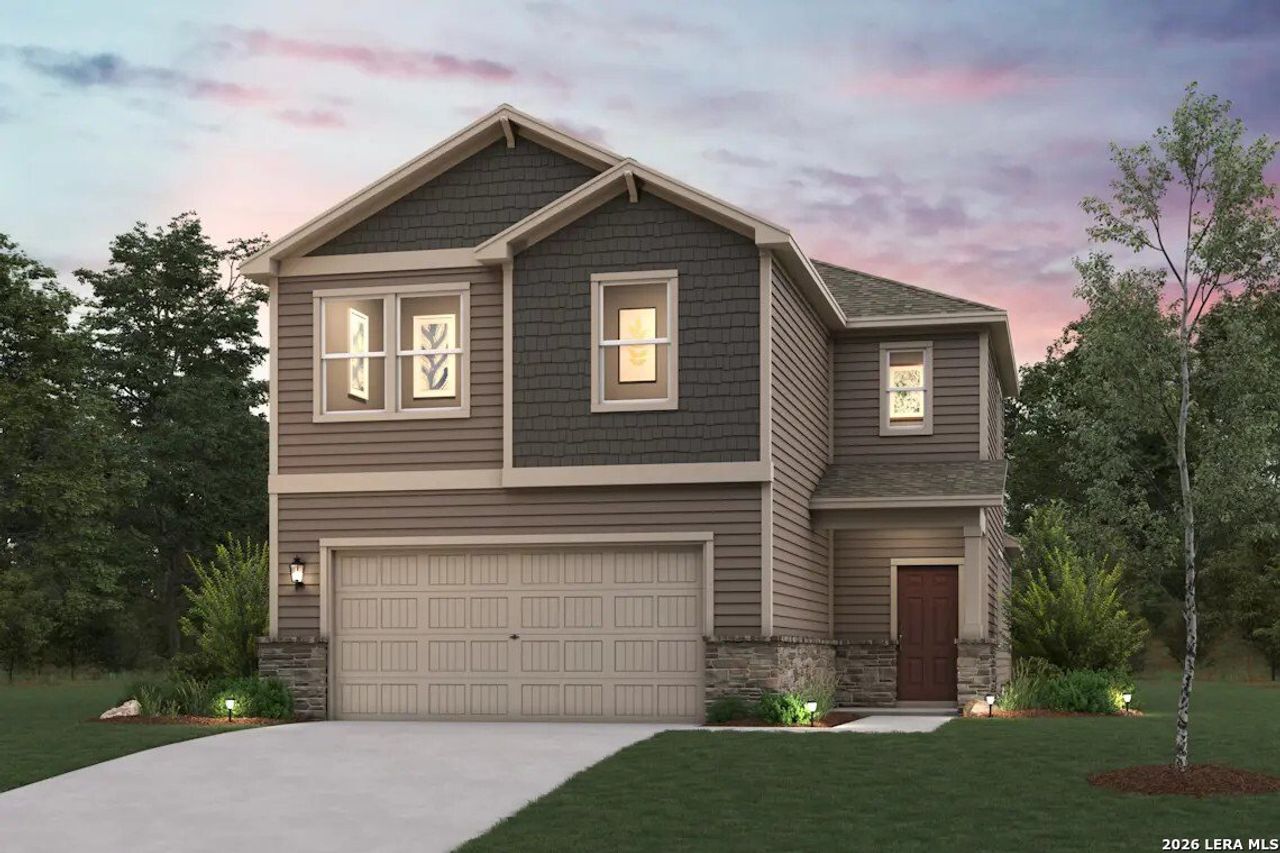 Front exterior of a new home in Spring Creek, San Antonio, TX, highlighting curb appeal (Image 2). Front exterior of a new home in Spring Creek, San Antonio, TX, highlighting curb appeal (Image 2).