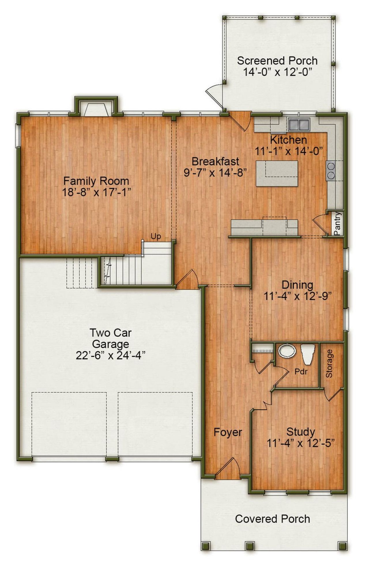 2D floor plan layout for the Carmichael by Homes by Dickerson in Wendell Falls, Wendell, NC (Image 2).