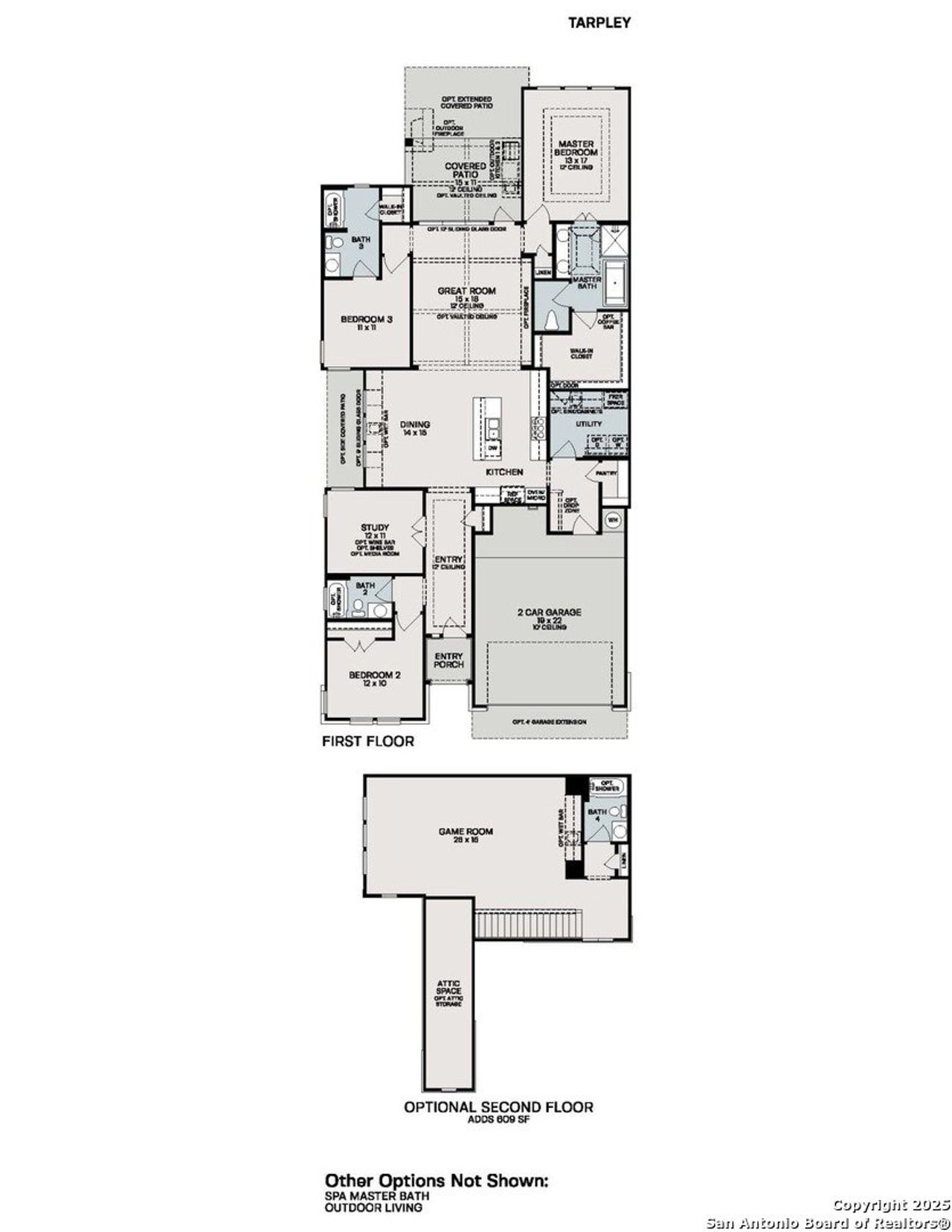 2D floor plan layout of this home in Davis Ranch, San Antonio, TX (Image 2).