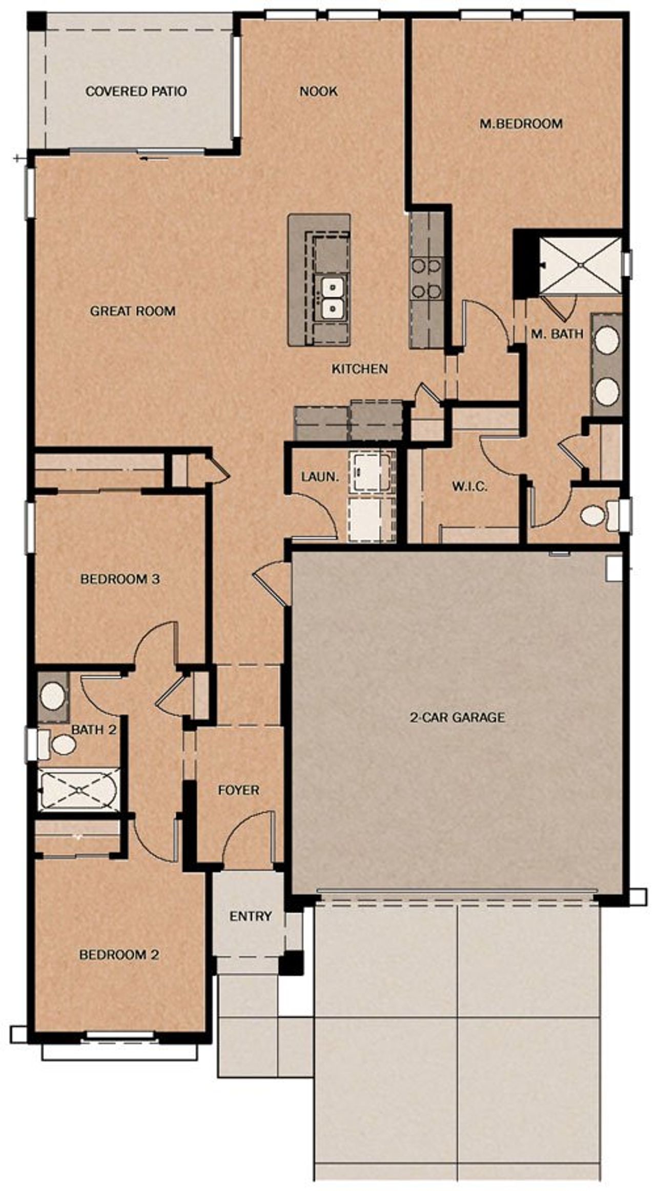 2D floor plan layout of this home in Redwood Valley, Surprise, AZ (Image 2).