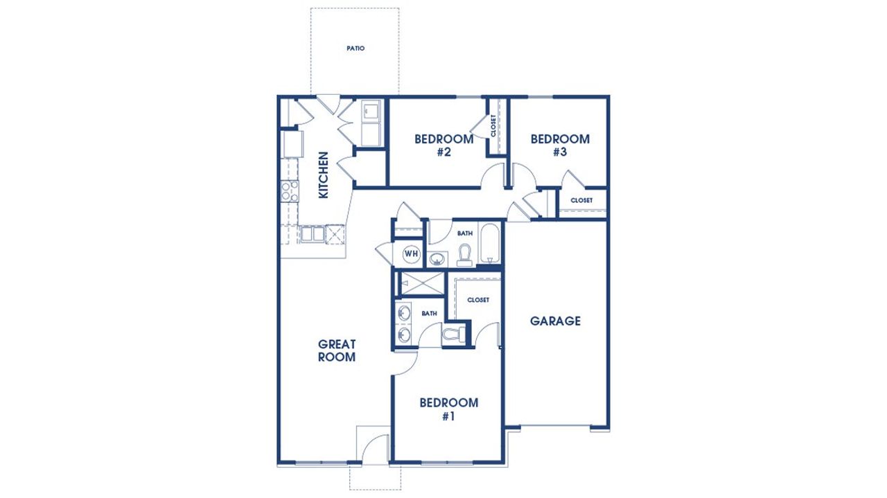 2D floor plan layout of this home in Bellemeade Landing, Augusta, GA (Image 2).