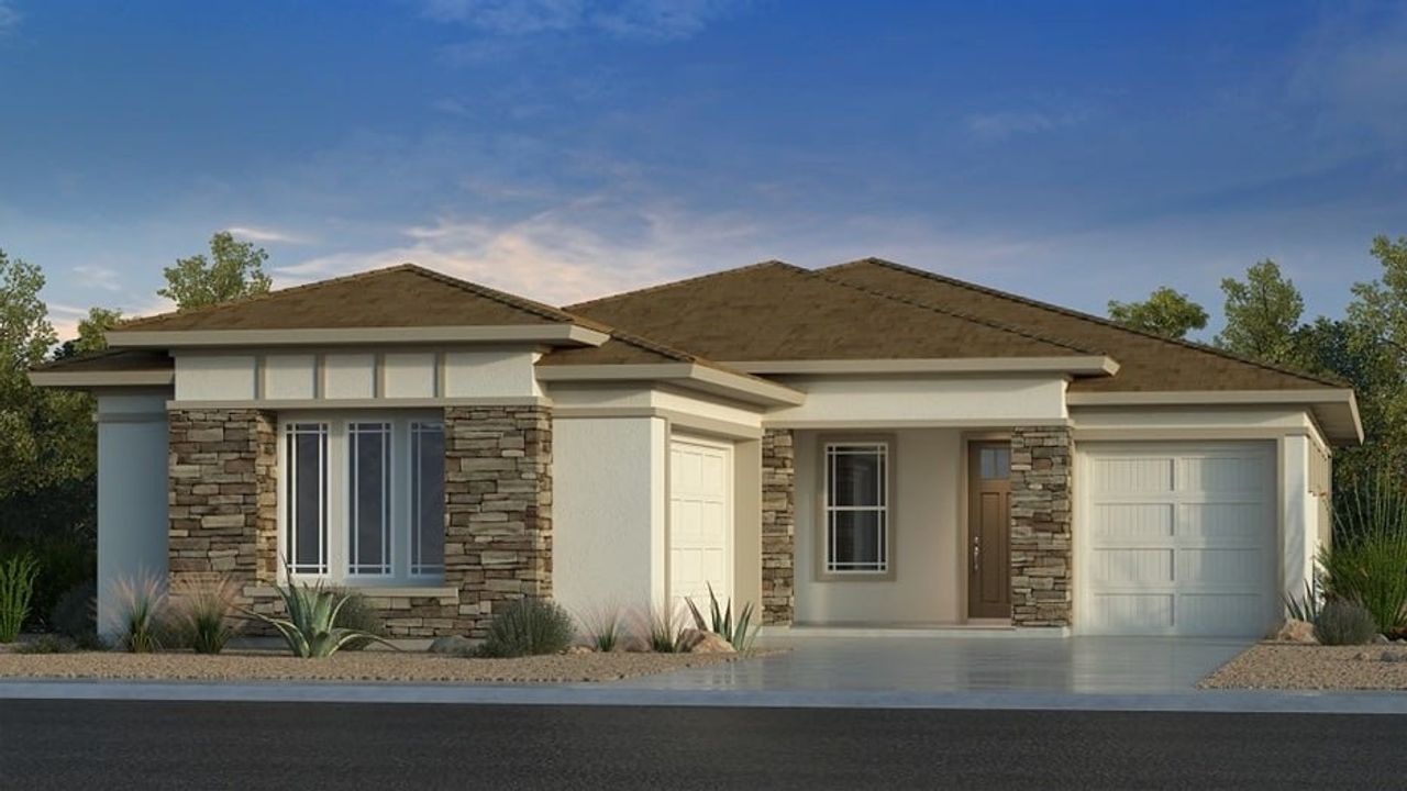 Representative exterior photo of a completed home built from the Augusta by Taylor Morrison in Ellsworth Ranch Landmark Collection, Queen Creek, AZ (Image 2).