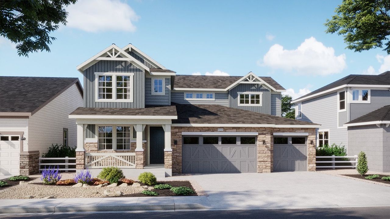 Representative exterior photo of a completed home built from the 5004 by New Home Co. in The Estates Collection at Murphy Creek, Aurora, CO (Image 2).