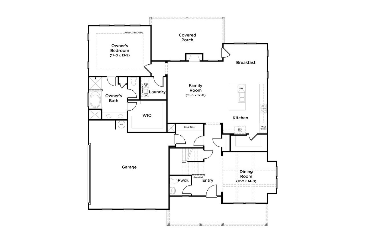 2D floor plan layout for the Penelope by DRB Homes in Brush Arbor, McDonough, GA (Image 2).