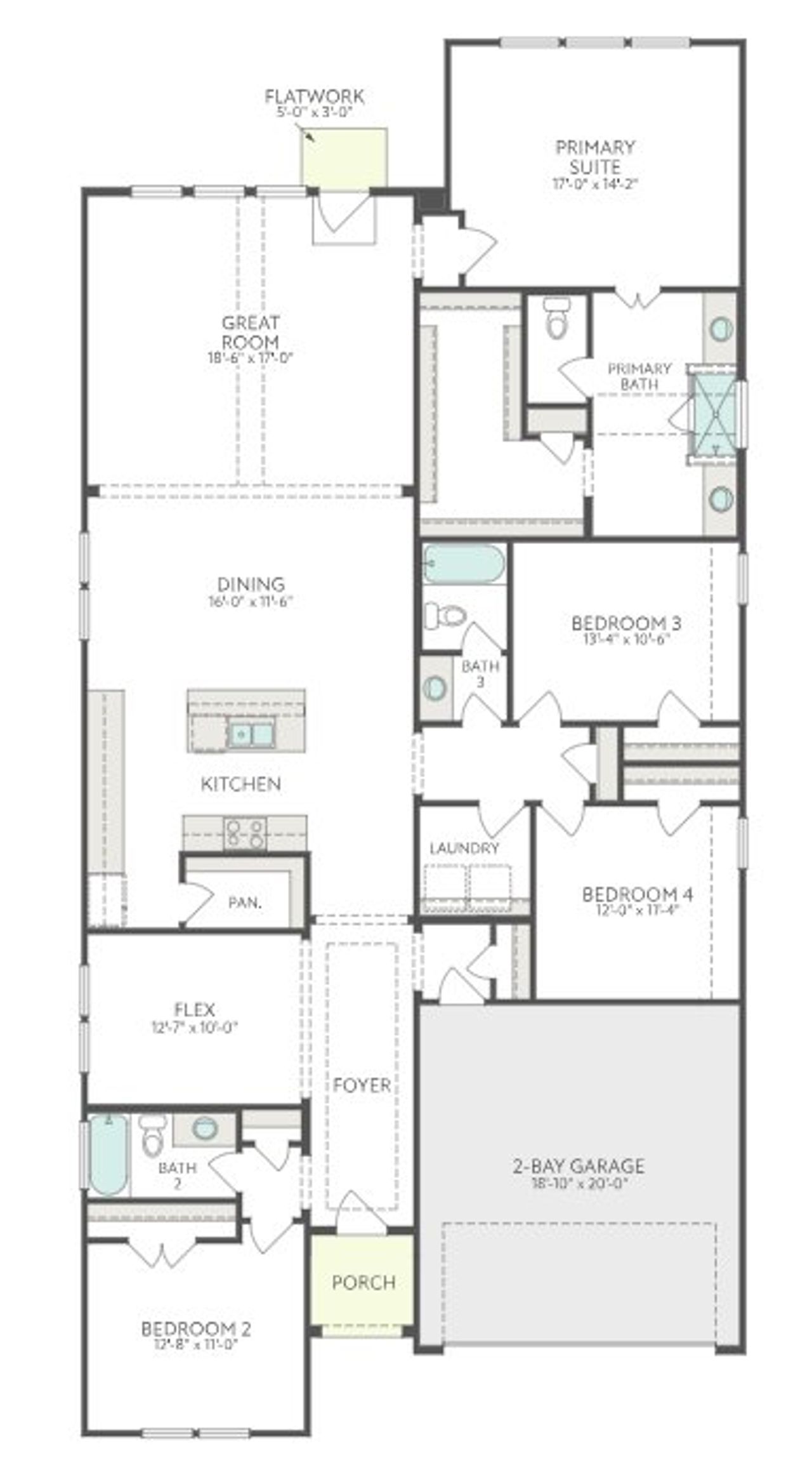 2D floor plan layout for the Falcon by Tri Pointe Homes in Clopton Farms, Montgomery, TX (Image 2). 2D floor plan layout for the Falcon by Tri Pointe Homes in Clopton Farms, Montgomery, TX (Image 2).