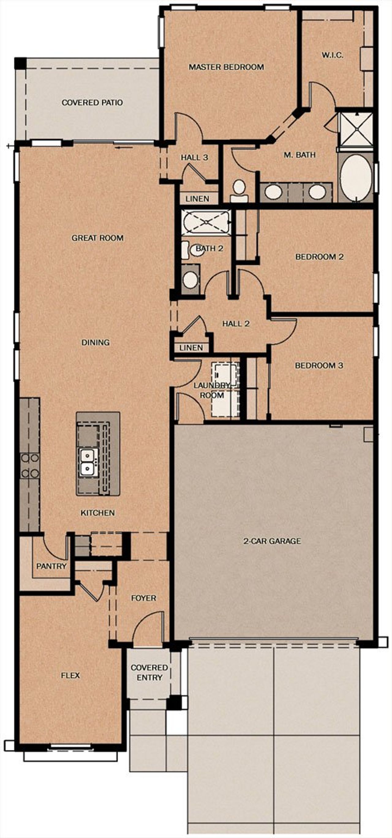 2D floor plan layout of this home in Redwood Valley at Prasada, Surprise, AZ (Image 2).