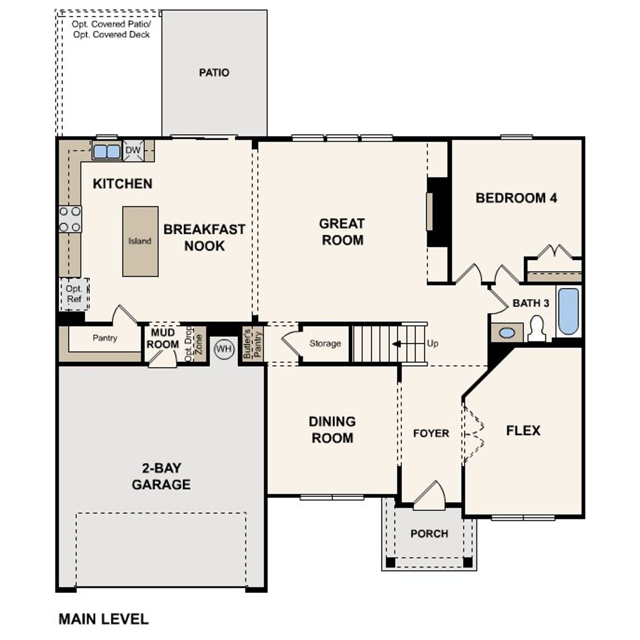 2D floor plan layout for the Birch by Century Communities in Dove Lake, Grayson, GA (Image 2).