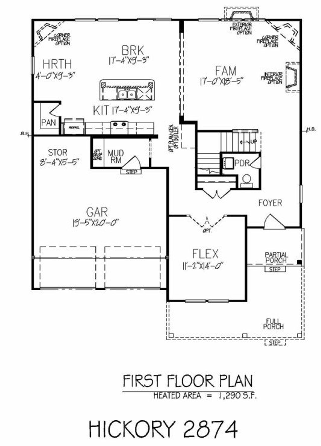 2D floor plan layout for the Hickory 2874 by Accent Homes Carolinas in Kinghurst Cove, Charlotte, NC (Image 2).