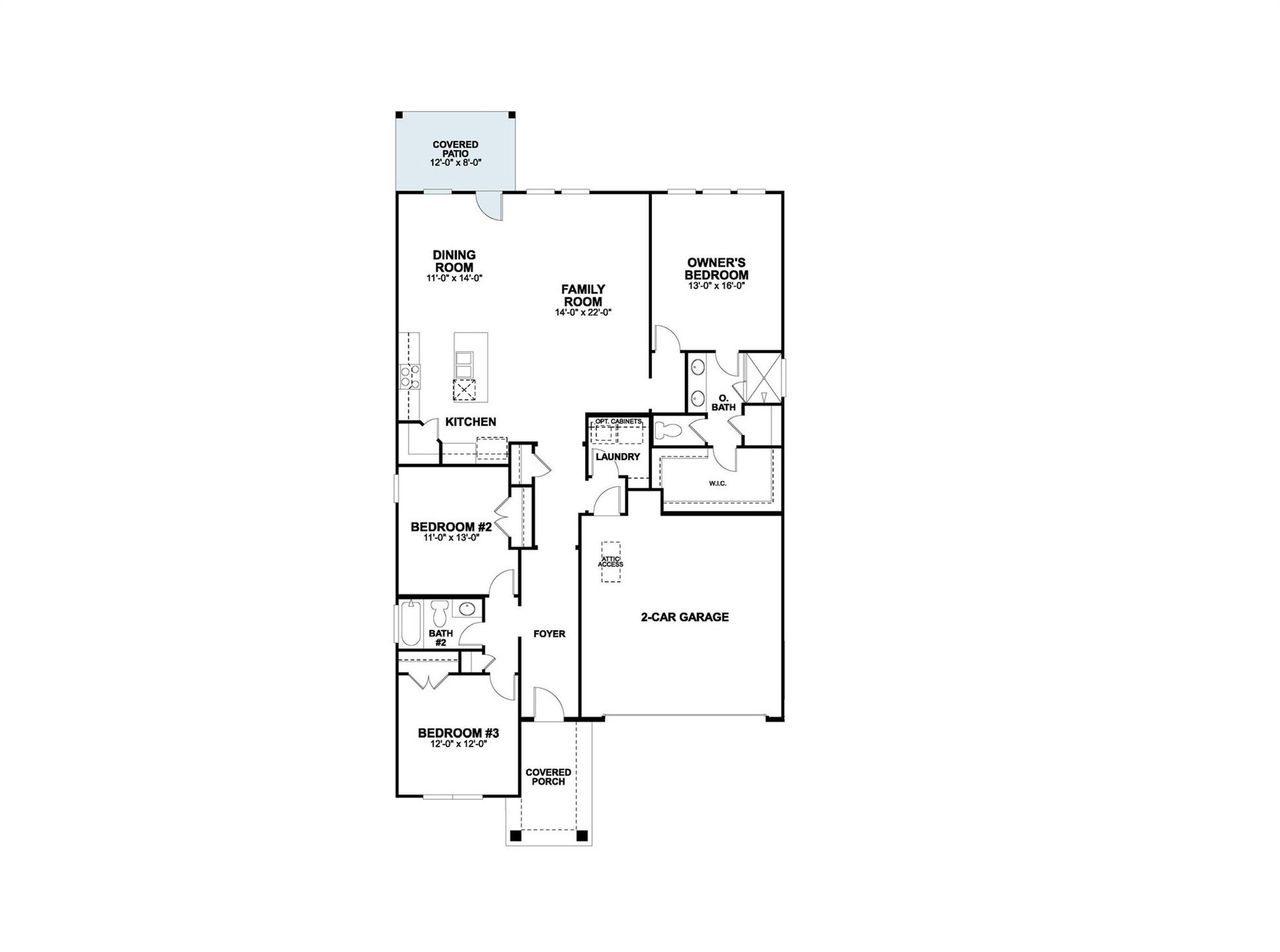 2D floor plan layout of this home in Colony at Cole Springs, Buda, TX (Image 2).