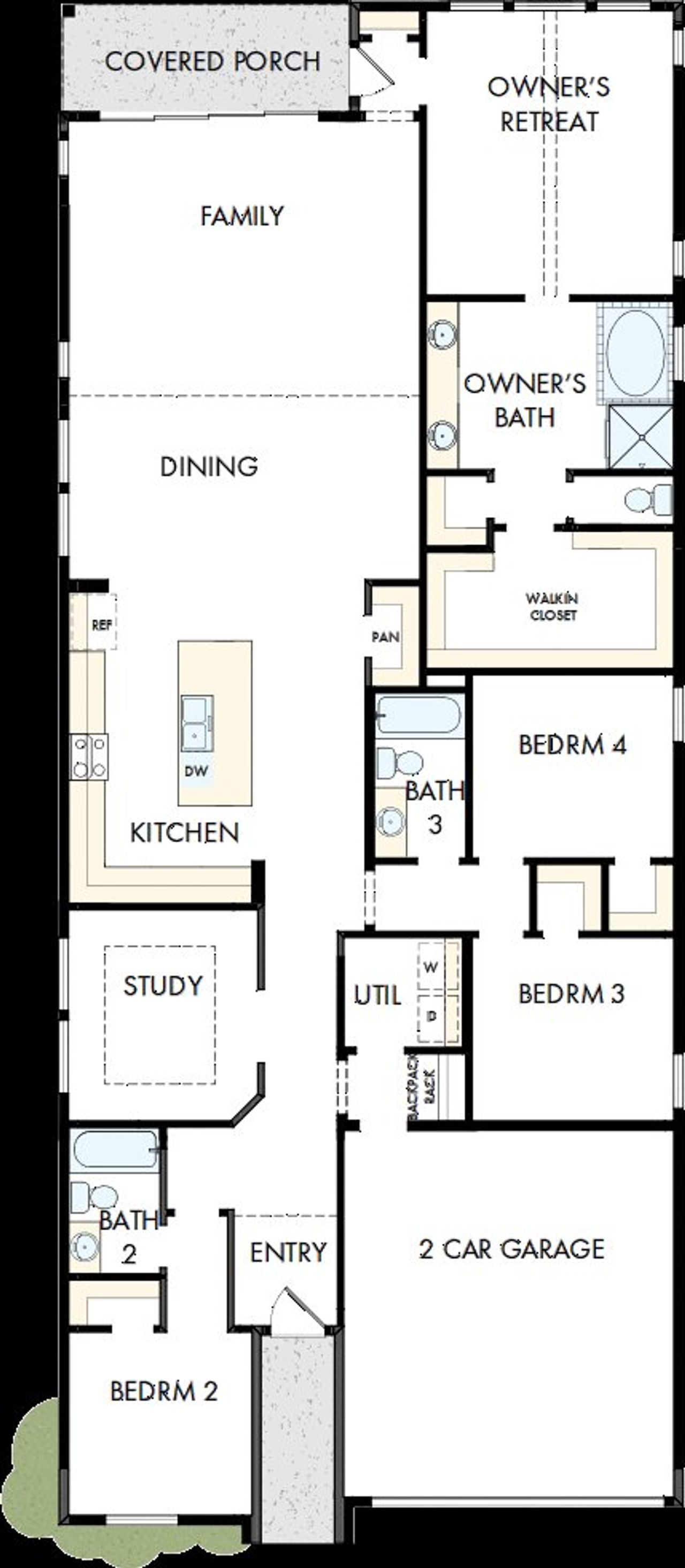 2D floor plan layout of this home in Harvest Green 45', Richmond, TX (Image 2).