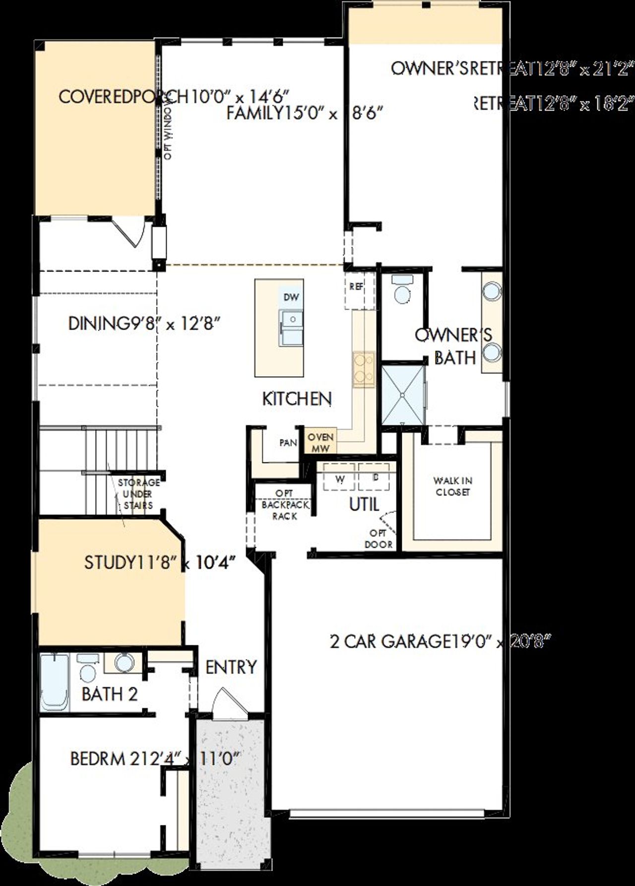 2D floor plan layout of this home in Sandbrock Ranch, Aubrey, TX (Image 2).
