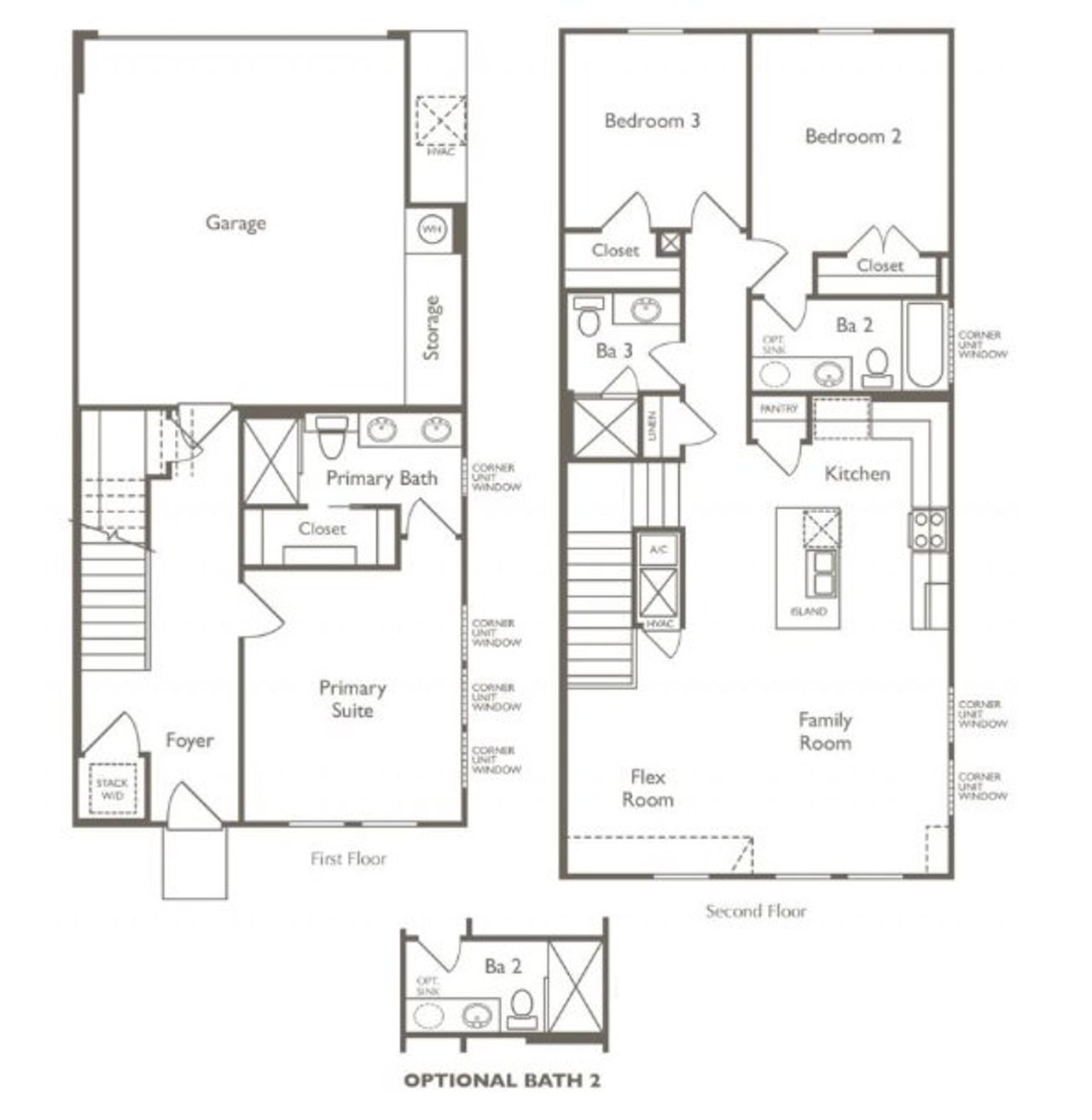 2D floor plan layout of this home in Koenig Townhomes, Austin, TX (Image 2).