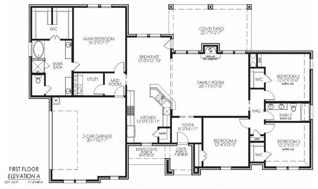 2D floor plan layout for the The Colonial by Lillian Custom Homes in Coppenger Place, Godley, TX (Image 2). 2D floor plan layout for the The Colonial by Lillian Custom Homes in Coppenger Place, Godley, TX (Image 2).