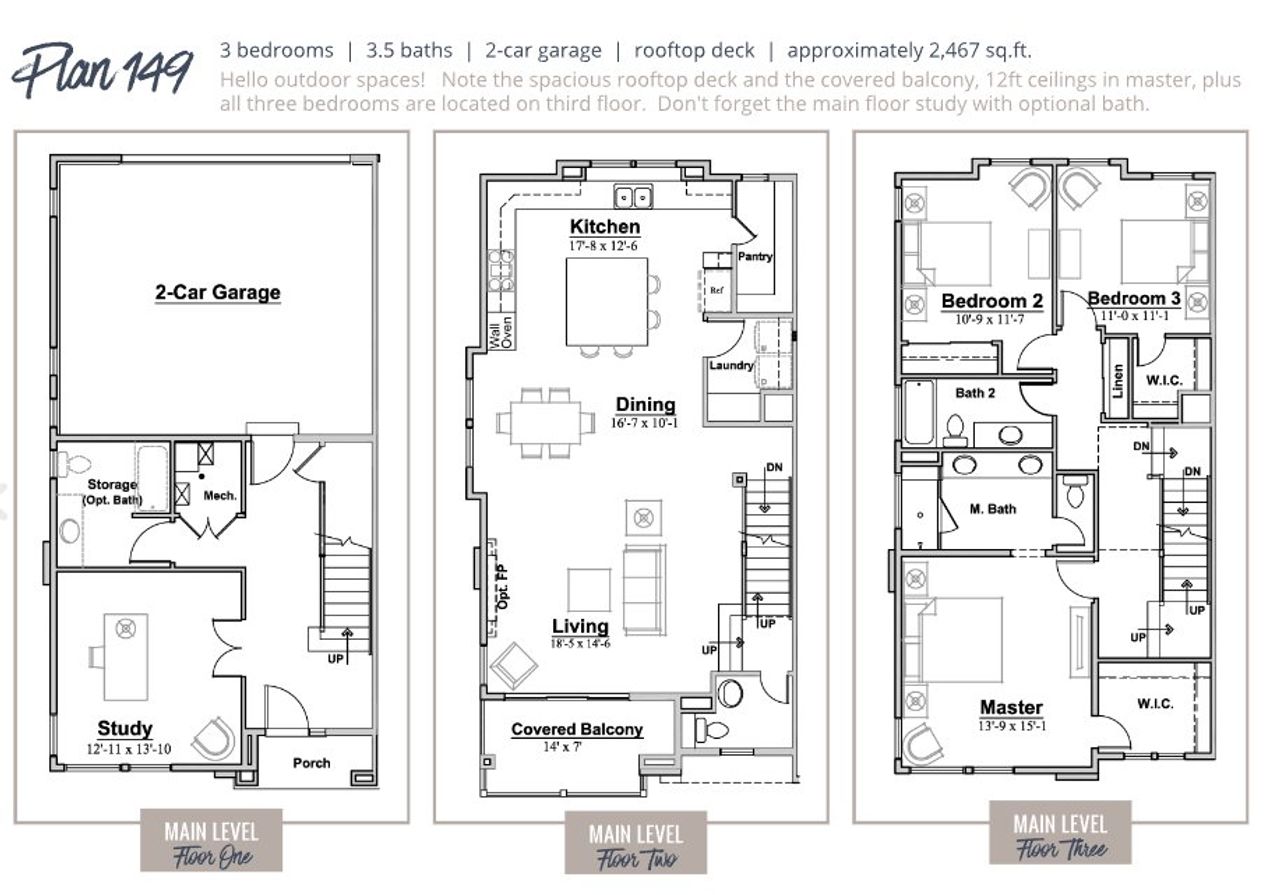 2D floor plan layout for the The 149 Plan by Remington Homes in Superior, Superior, CO (Image 2).