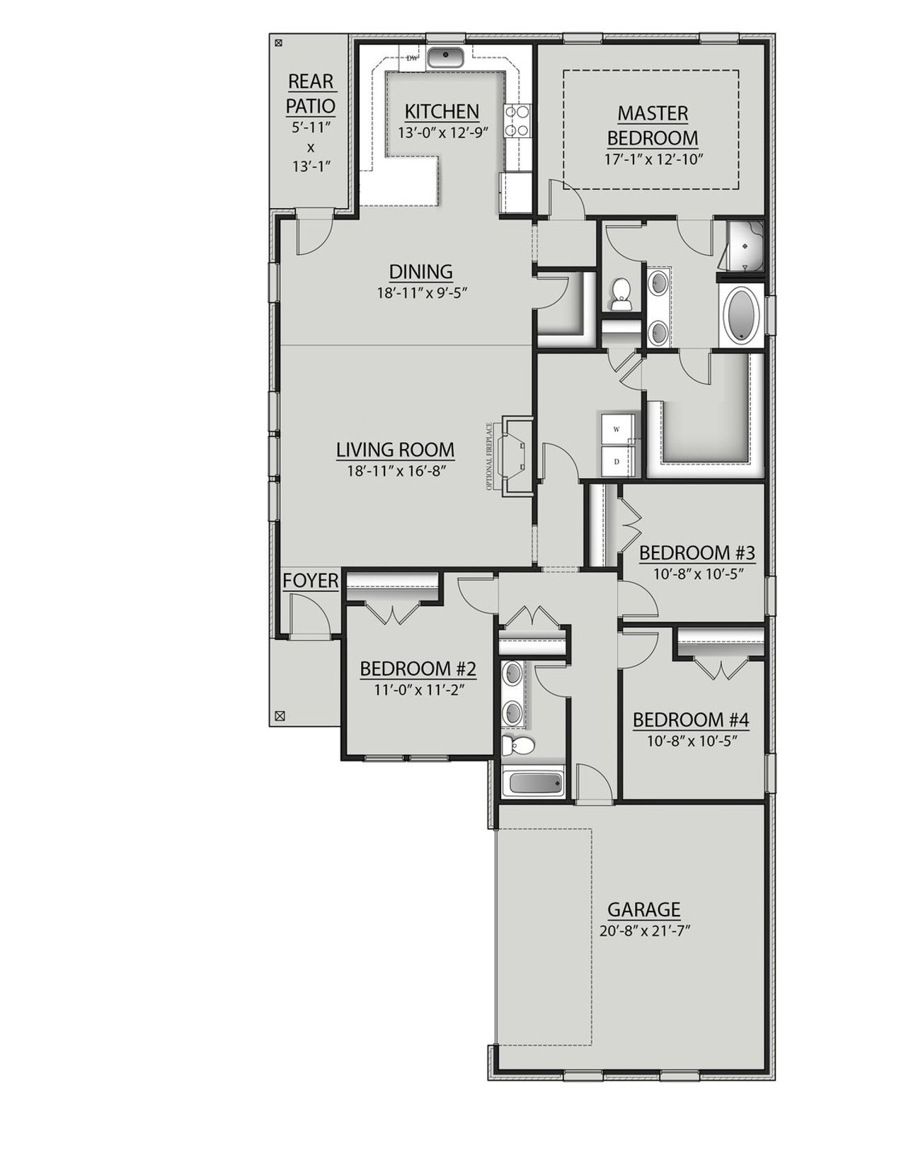 2D floor plan layout for the Aubry III H by DSLD Homes in Natureview, Freeport, FL (Image 2). 2D floor plan layout for the Aubry III H by DSLD Homes in Natureview, Freeport, FL (Image 2).