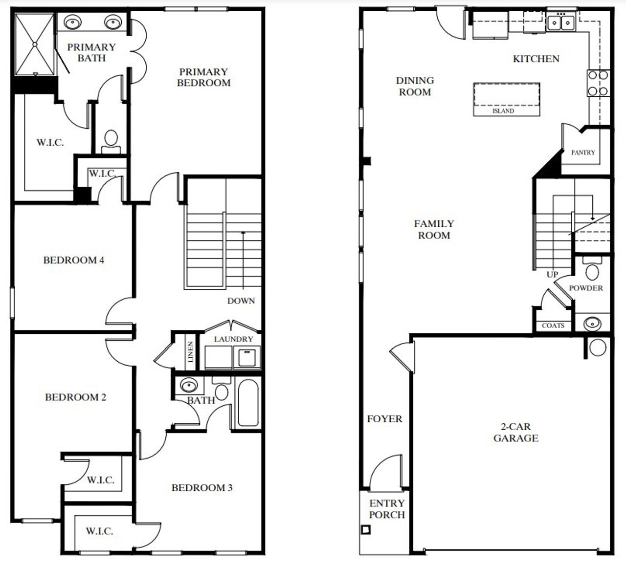 2D floor plan layout for the Evergreen by Richardson Housing Group in Rockfern Place, Norcross, GA (Image 2).