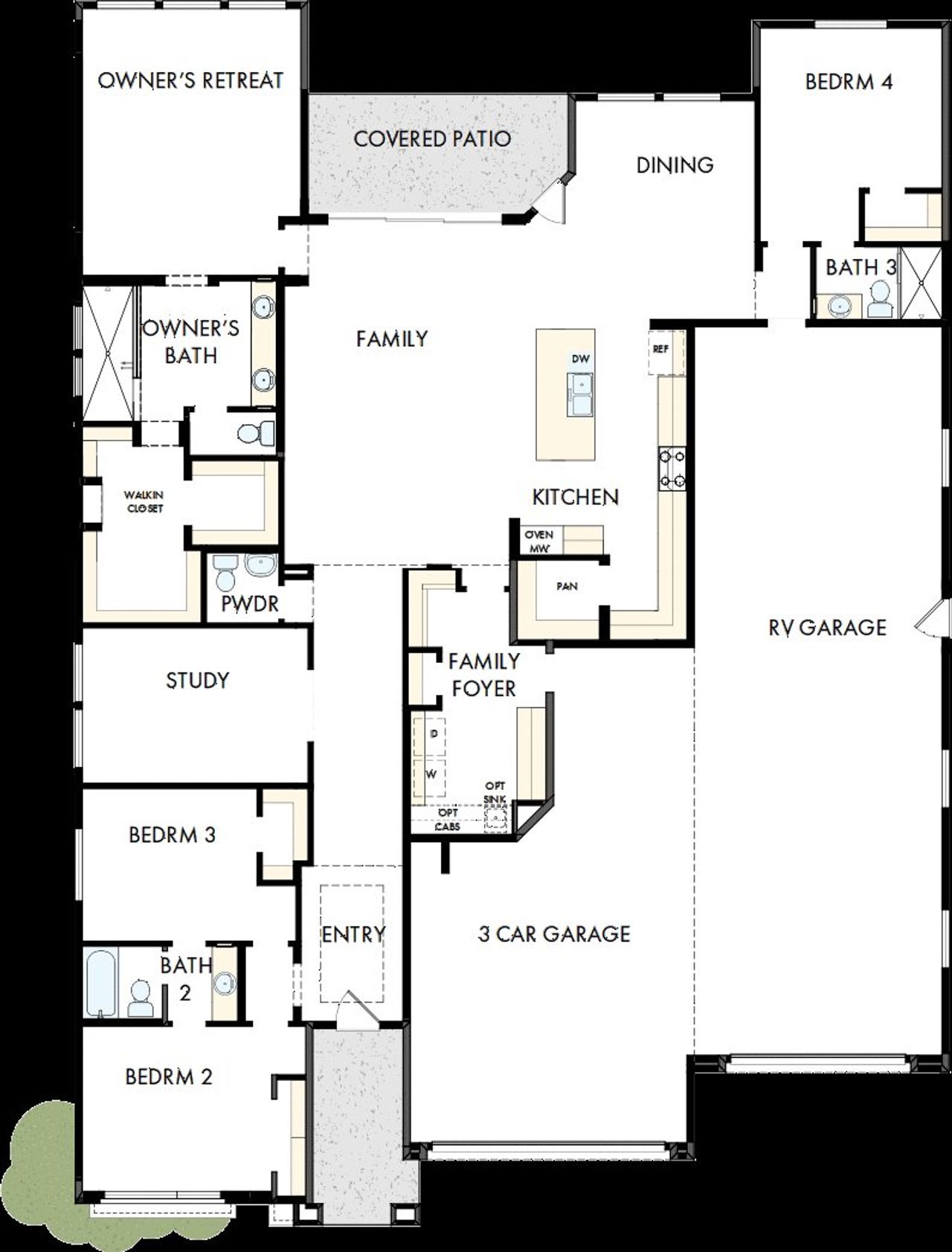 2D floor plan layout of this home in Sentiero at Windrose, Waddell, AZ (Image 2).