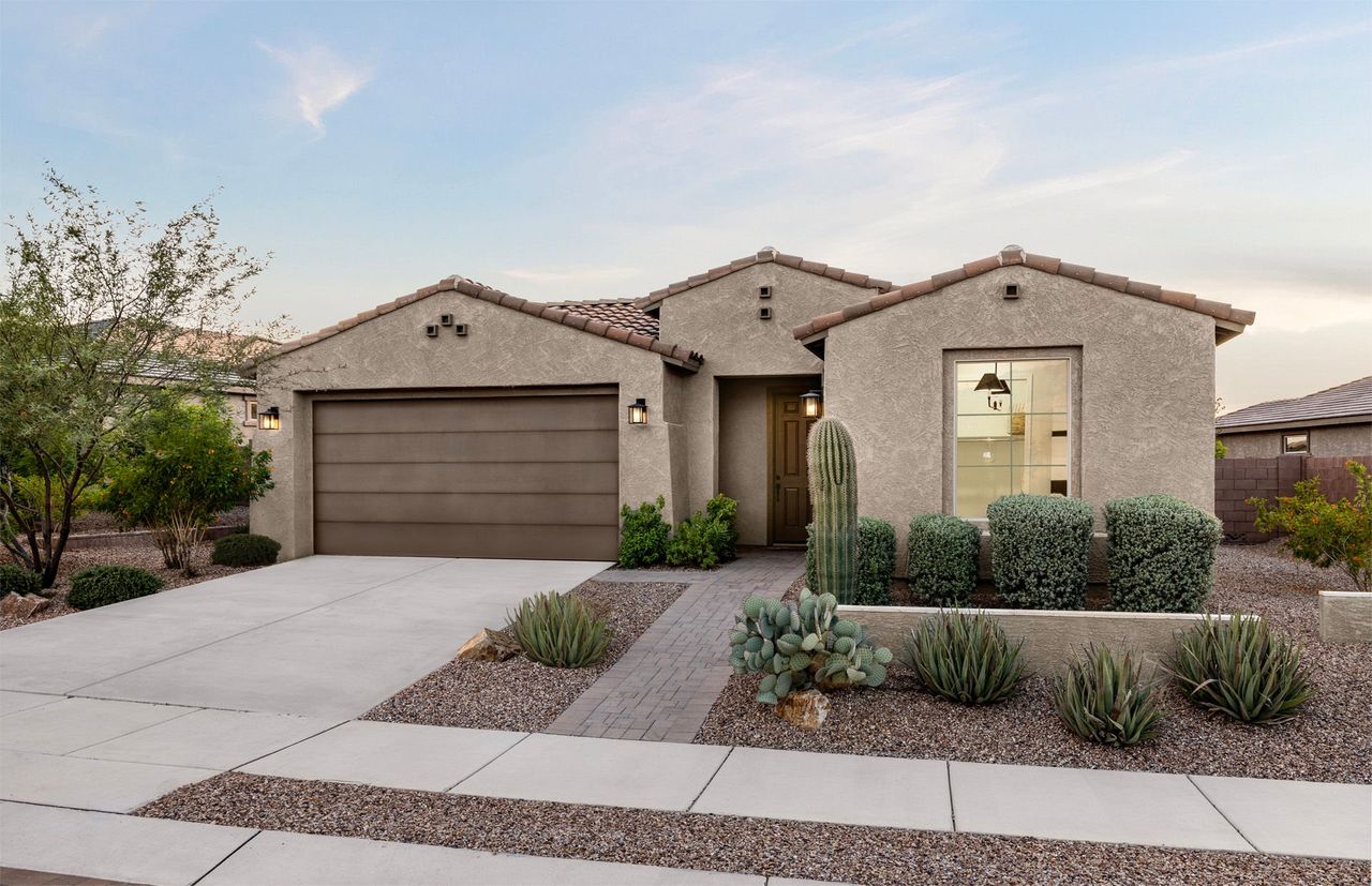 Front exterior of a new home in Del Webb at Rocking K, Tucson, AZ, highlighting curb appeal (Image 2).