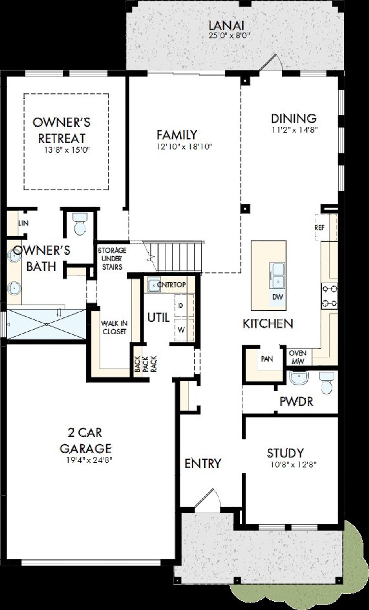 2D floor plan layout of this home in Lakeview Crossing – Tradition Series, Sarasota, FL (Image 2).