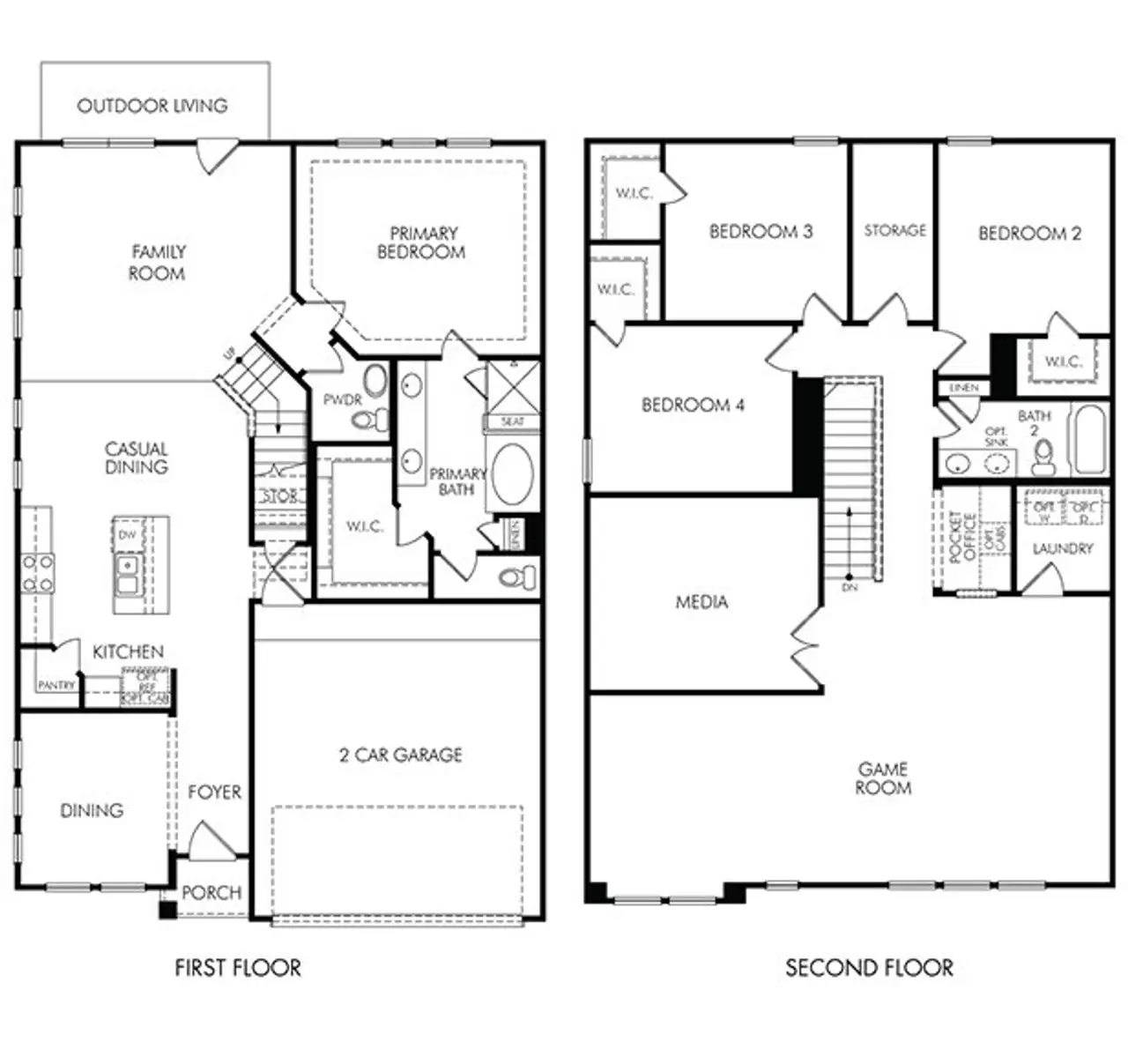 2D floor plan layout of this home in Katy Grand Village - Luxe Series, Katy, TX (Image 2).