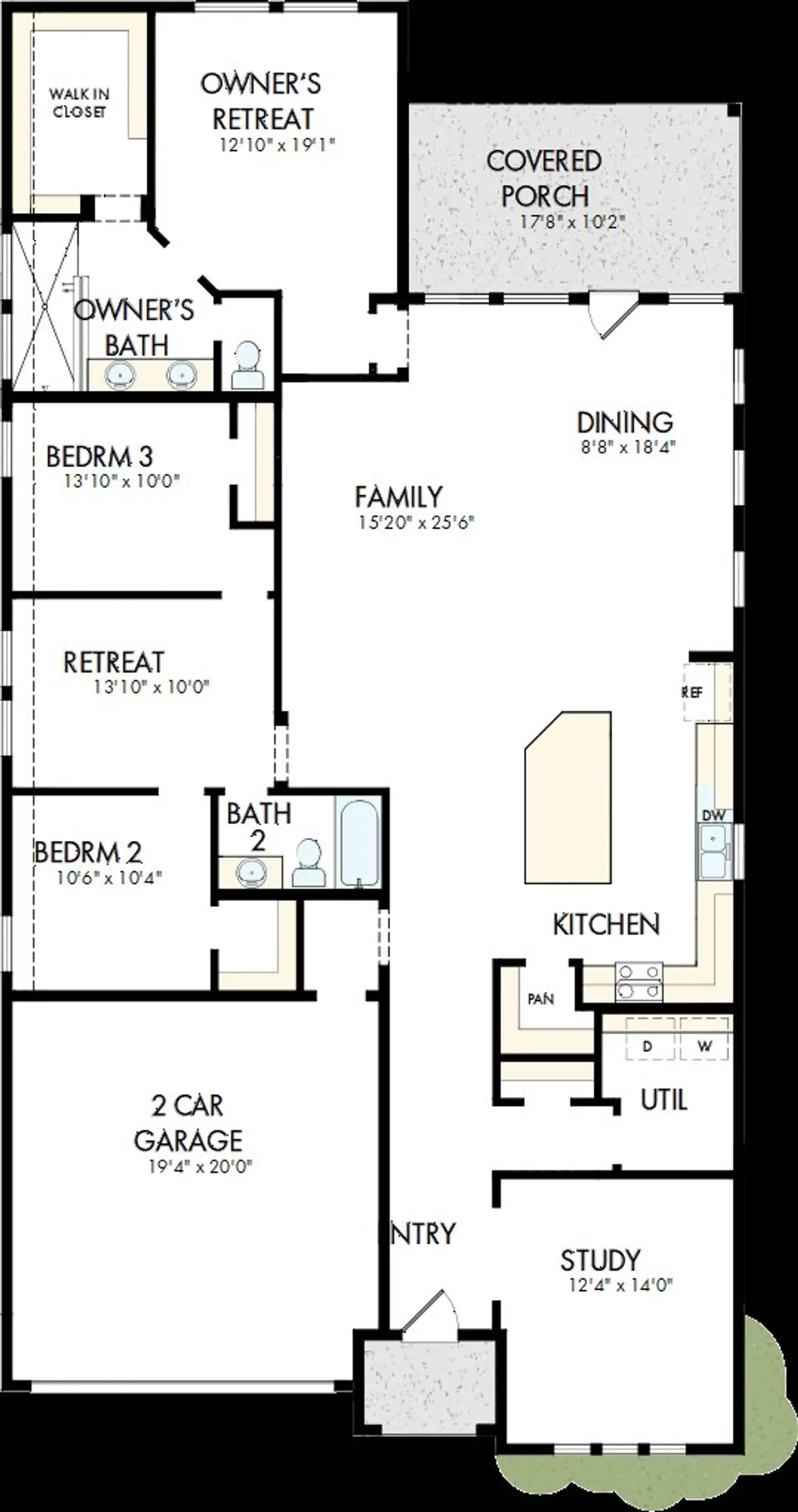 2D floor plan layout of this home in Meyer Ranch – Select Reserve Series, New Braunfels, TX (Image 2). 2D floor plan layout of this home in Meyer Ranch – Select Reserve Series, New Braunfels, TX (Image 2).
