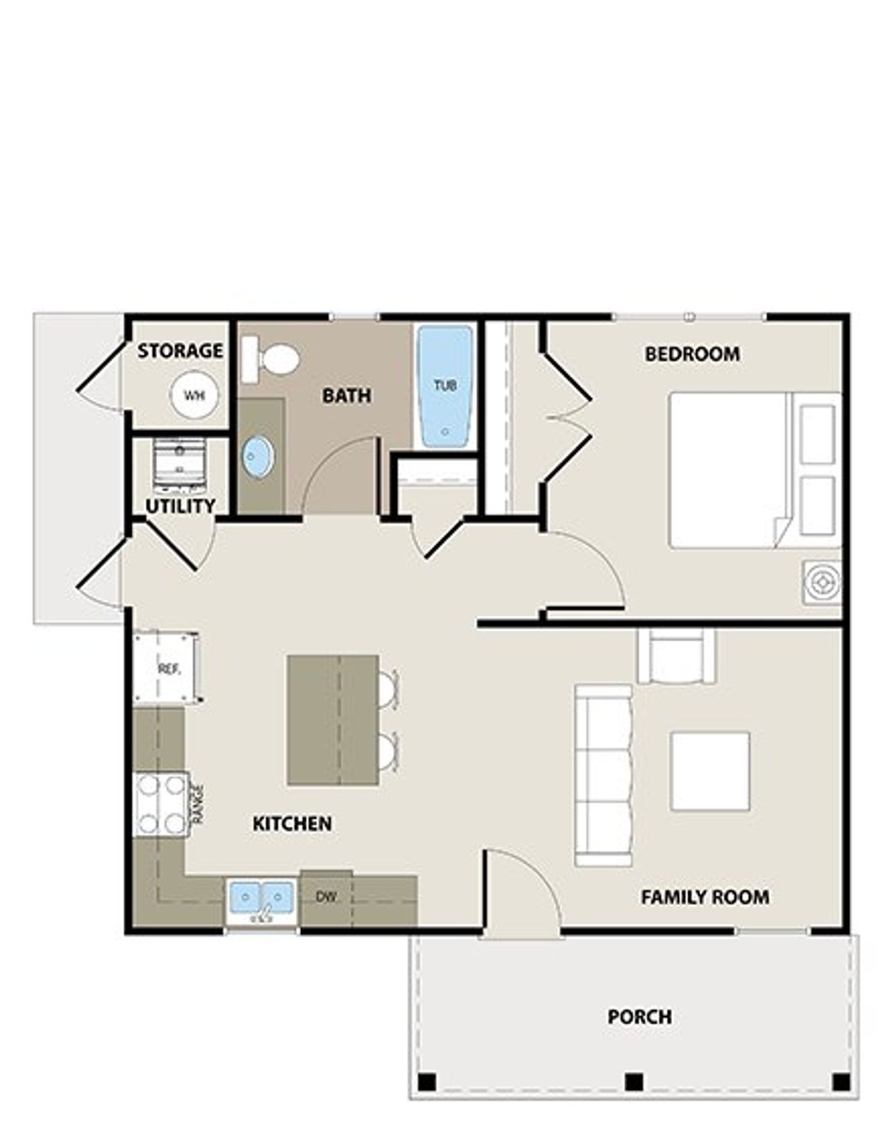 2D floor plan layout for the Brigiette by Peachtree Building Group in The Cottages at East Lanier, Fayetteville, GA (Image 2).