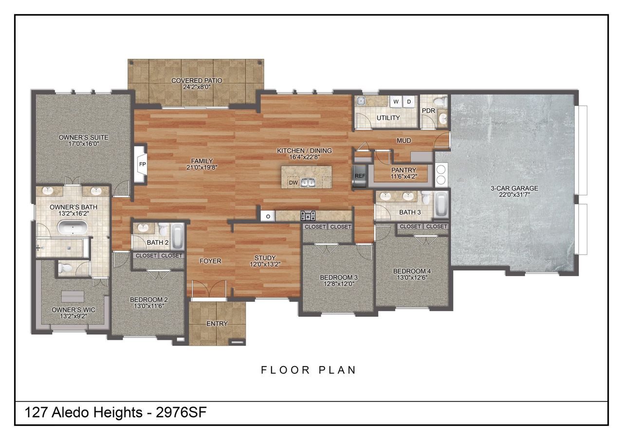 2D floor plan layout of this home in Aledo Heights - Aledo ISD, Aledo, TX (Image 2).