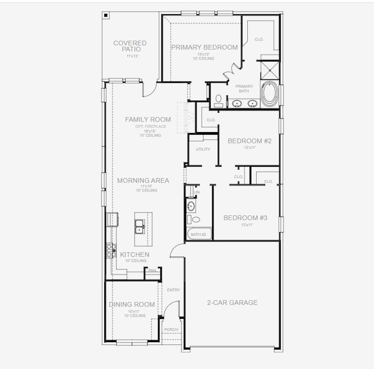 2D floor plan layout for the 1653P by Perry Homes in Audubon Park 45', Magnolia, TX (Image 2). 2D floor plan layout for the 1653P by Perry Homes in Audubon Park 45', Magnolia, TX (Image 2).