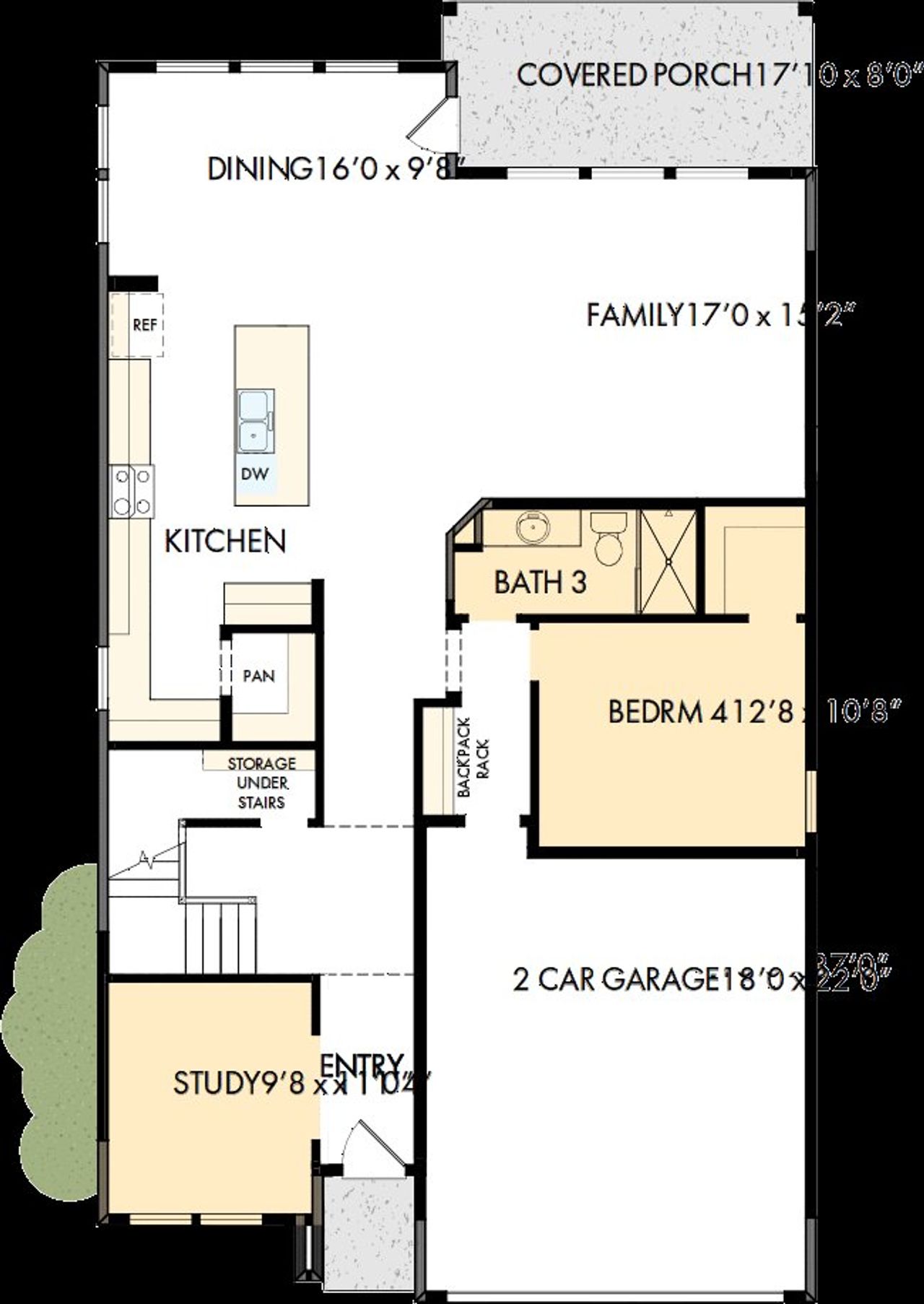 2D floor plan layout of this home in Double Creek Crossing, Round Rock, TX (Image 2).
