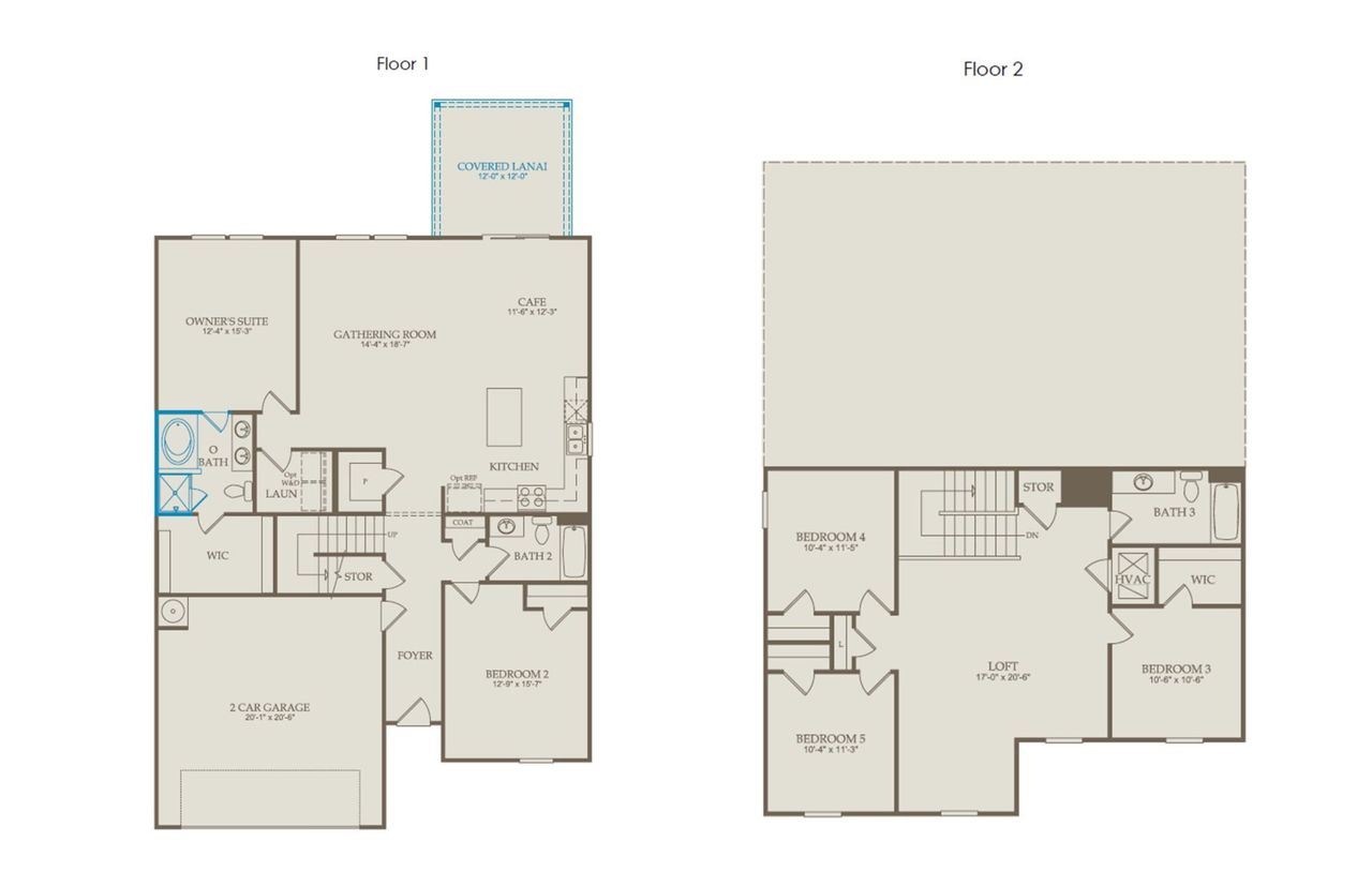 2D floor plan layout of this home in Highlands of Carter's Station, Columbia, TN (Image 2).