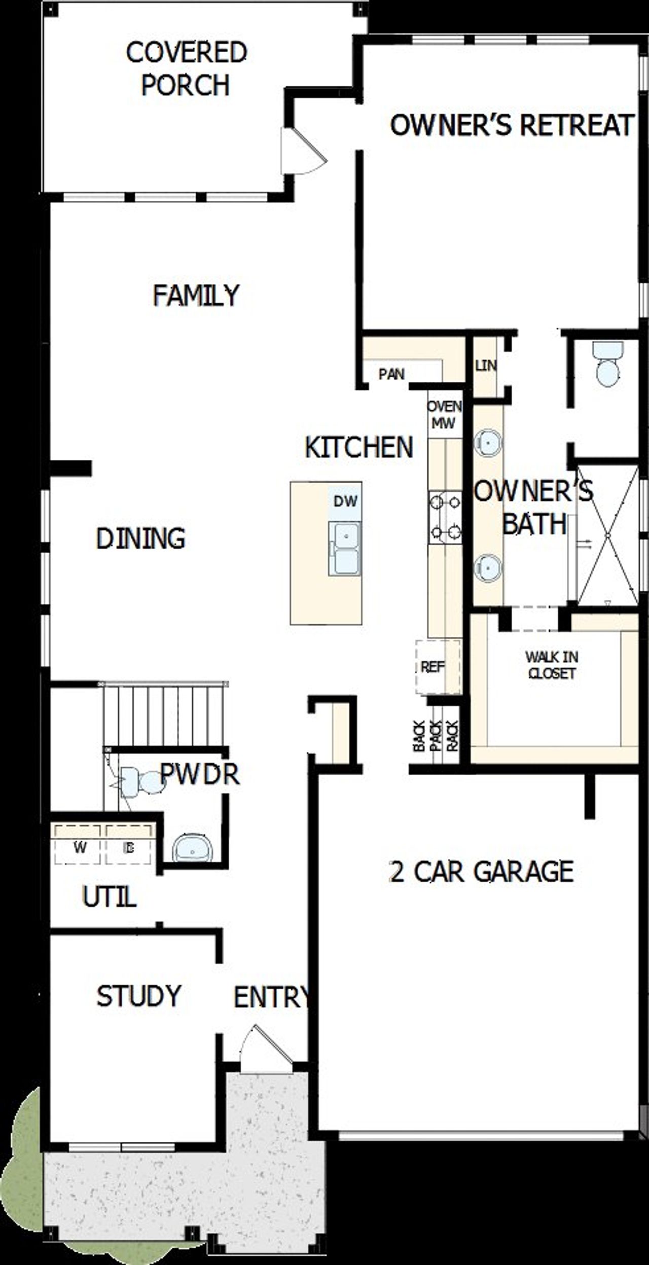 2D floor plan layout of this home in The Crossvine 45’, Schertz, TX (Image 2).