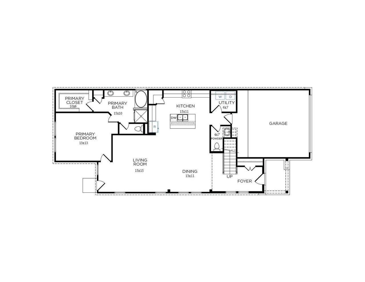 2D floor plan layout of this home in Sunterra 40, Katy, TX (Image 2).