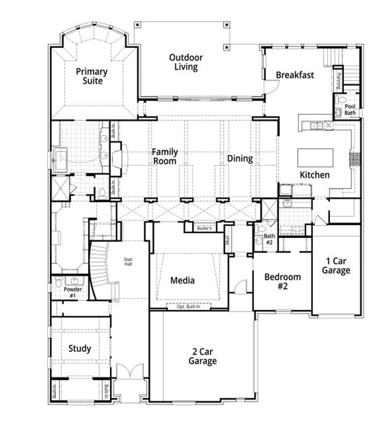 2D floor plan layout for the Fidenza by Huntington Homes in Mustang Lakes - 100ft Lots, Celina, TX (Image 2). 2D floor plan layout for the Fidenza by Huntington Homes in Mustang Lakes - 100ft Lots, Celina, TX (Image 2).