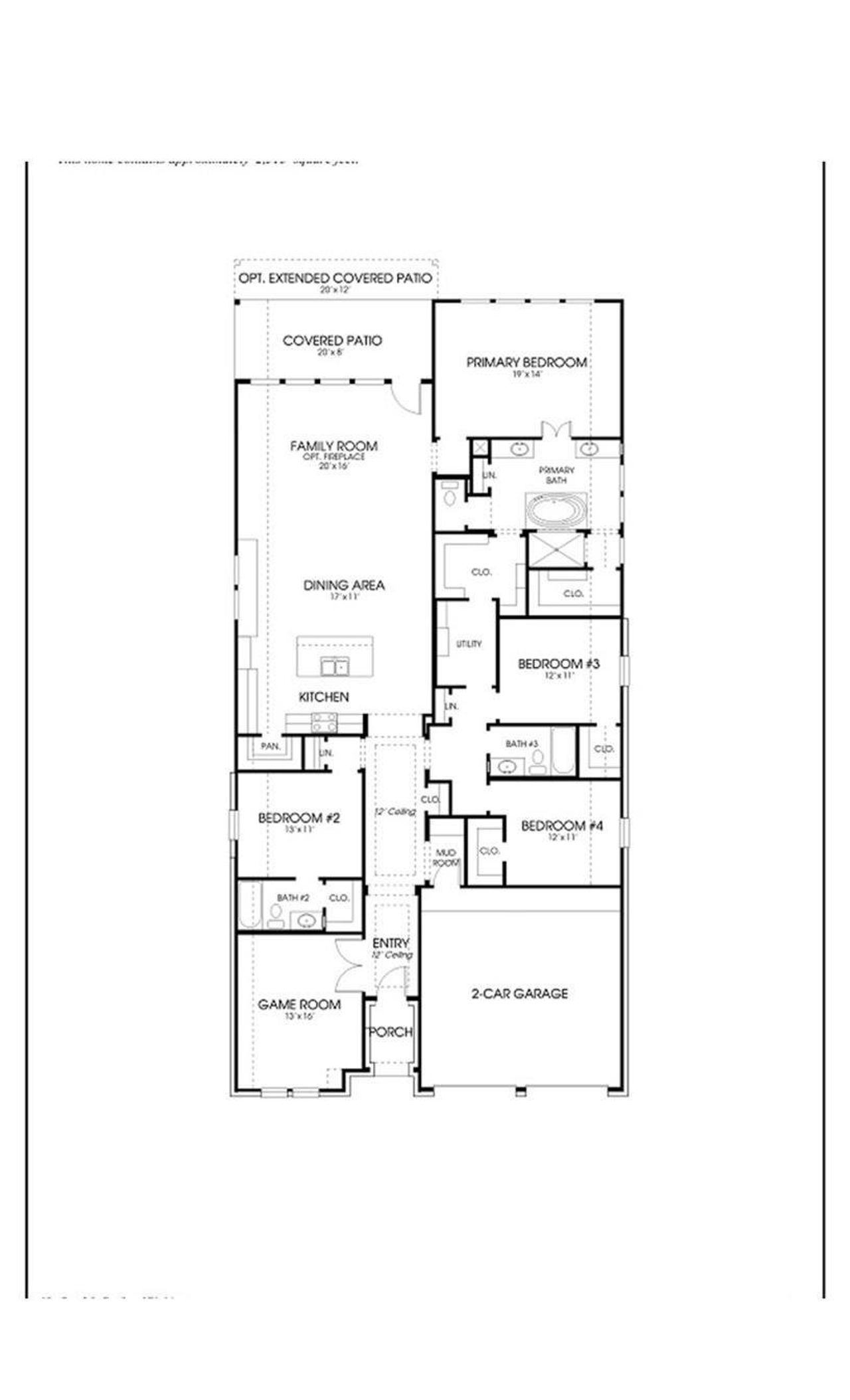 2D floor plan layout of this home in Sienna, Missouri City, TX (Image 2).