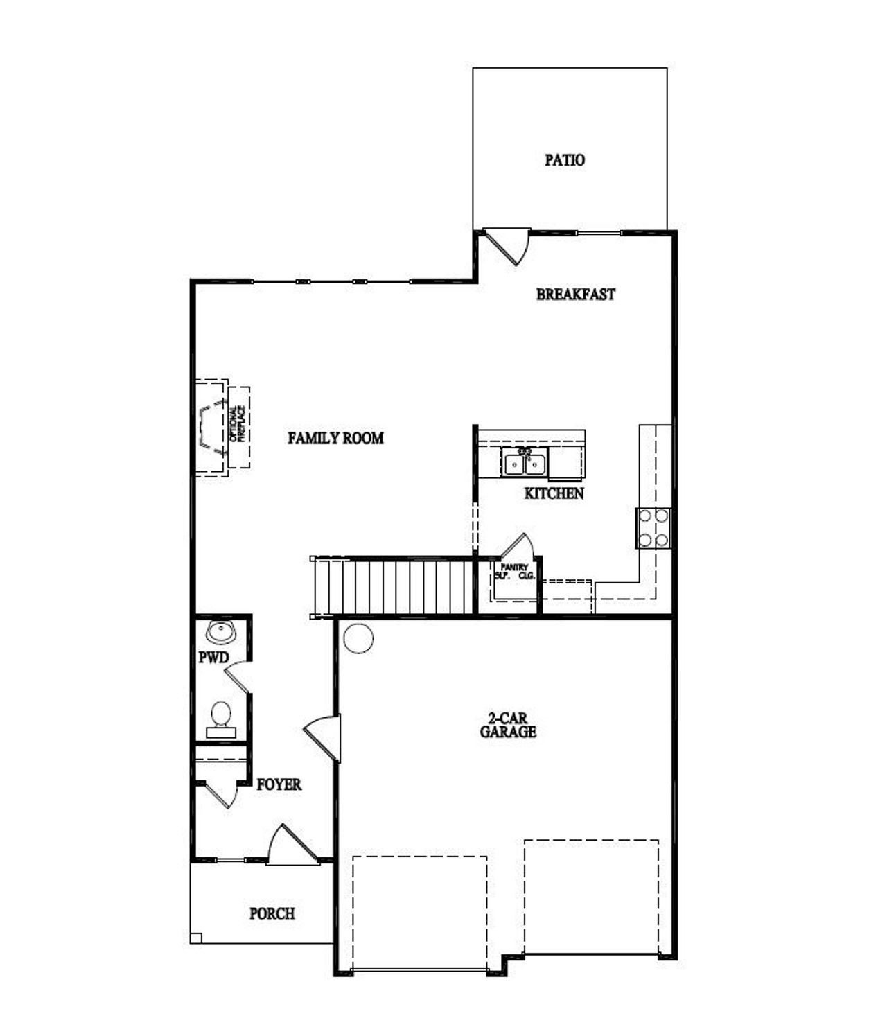 2D floor plan layout of this home in Grand Reserve, Hinesville, GA (Image 2).