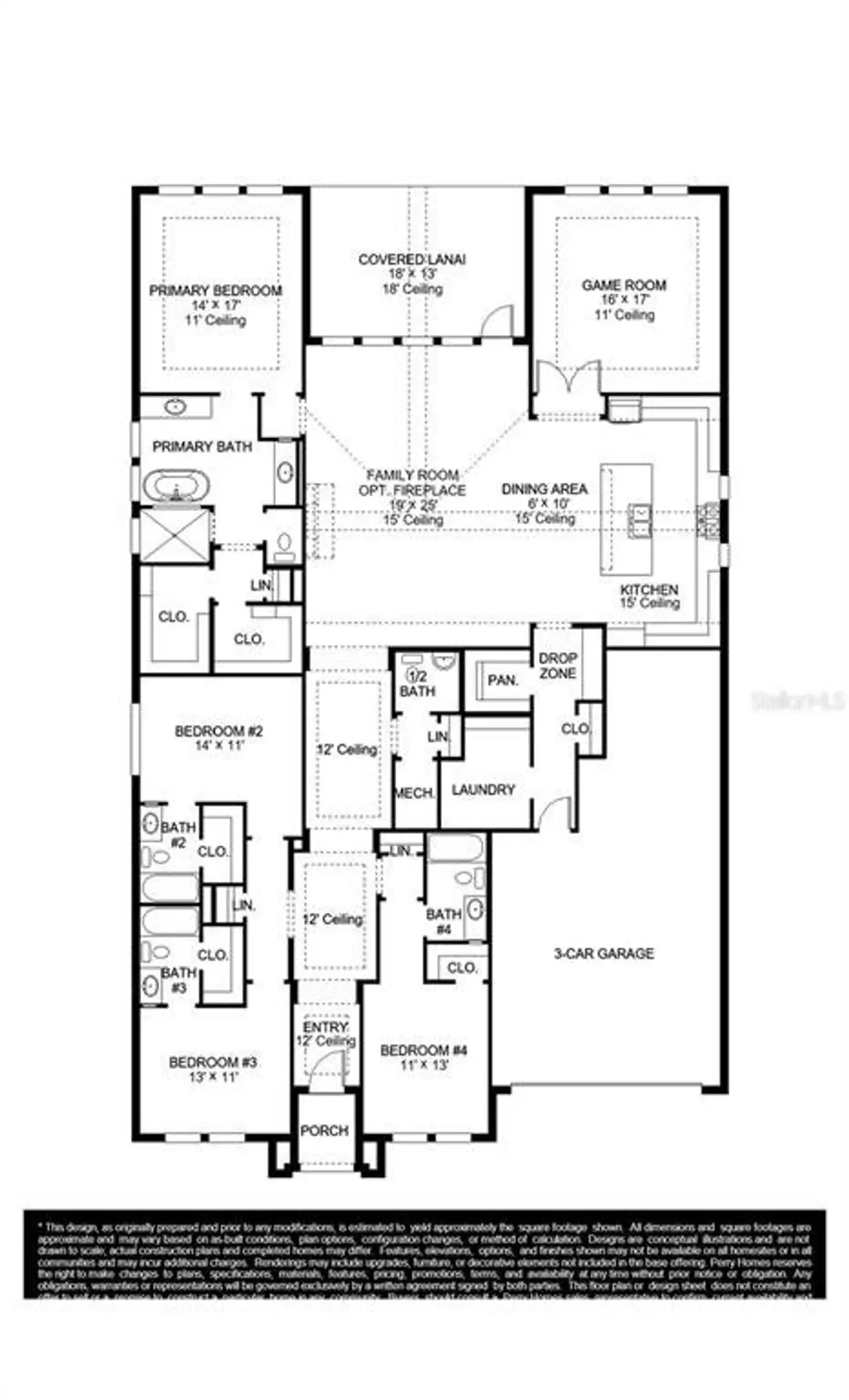 2D floor plan layout of this home in Star Farms at Lakewood Ranch, Bradenton, FL (Image 2).