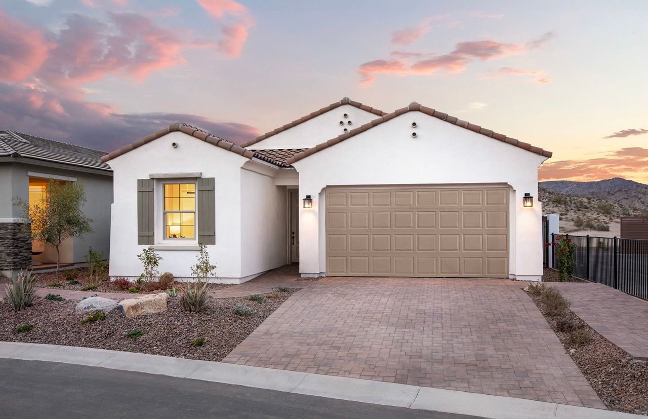 Front exterior of a new home in Regent Hills - Meadow Series, Buckeye, AZ, highlighting curb appeal (Image 2).