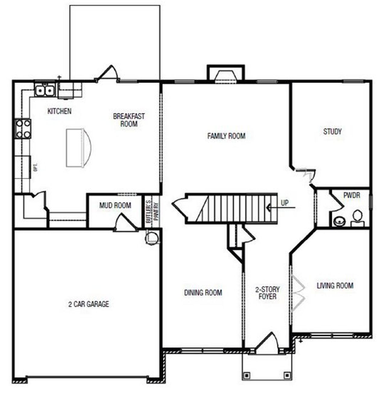 2D floor plan layout for the Cambridge by Archway Custom Homes in The Estates at Chestatee, Cumming, GA (Image 2).