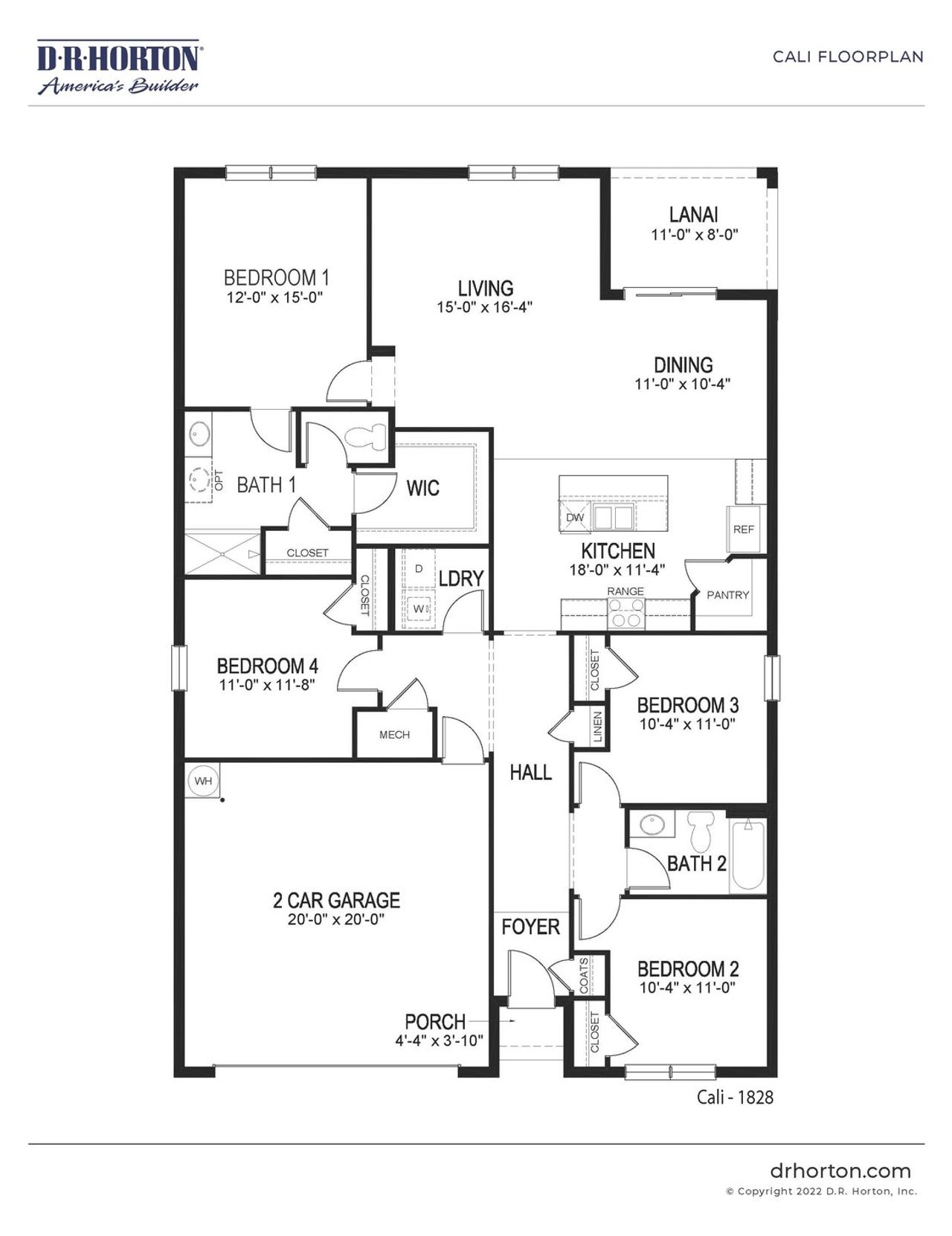 2D floor plan layout of this home in Venetian Grove, Vero Beach, FL (Image 2).