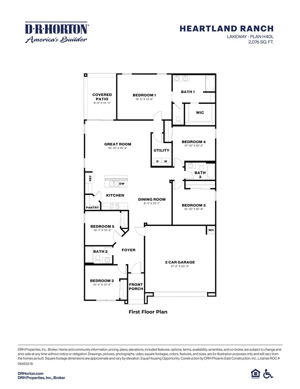 2D floor plan layout of this home in Heartland Ranch, Coolidge, AZ (Image 2).