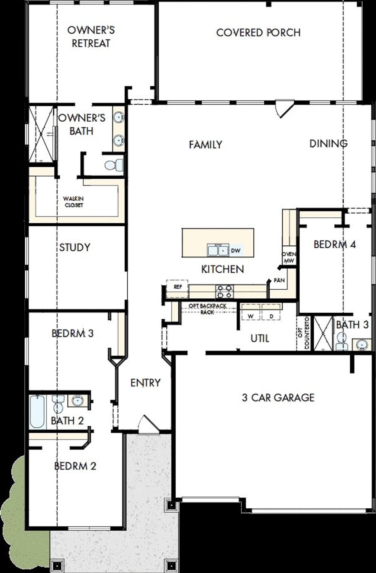 2D floor plan layout of this home in Meyer Ranch – Legacy Series, New Braunfels, TX (Image 2).