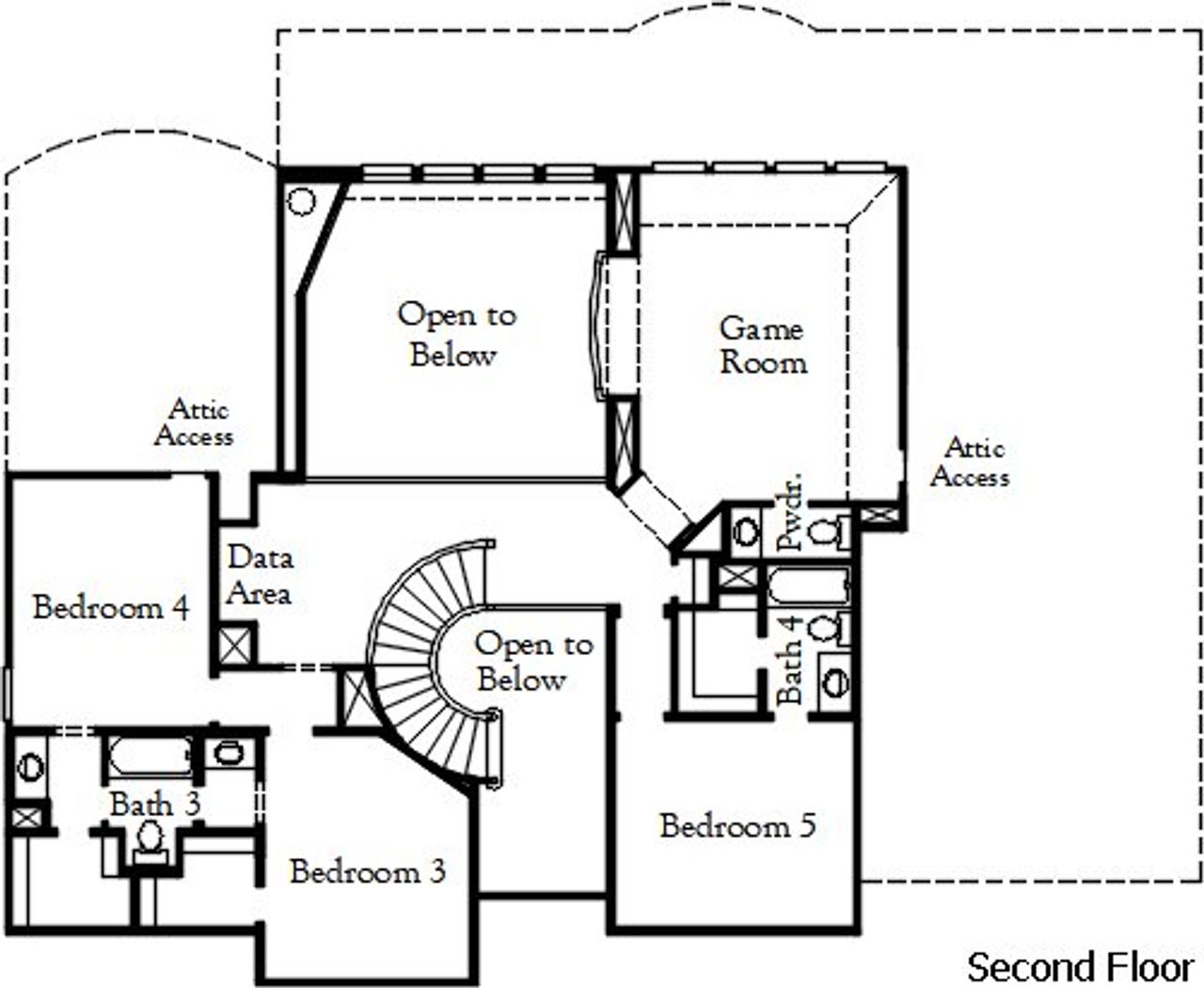 2D floor plan layout for the Lakeport (4344-DL-70) by Coventry Homes in Star Trail, Prosper, TX (Image 2).