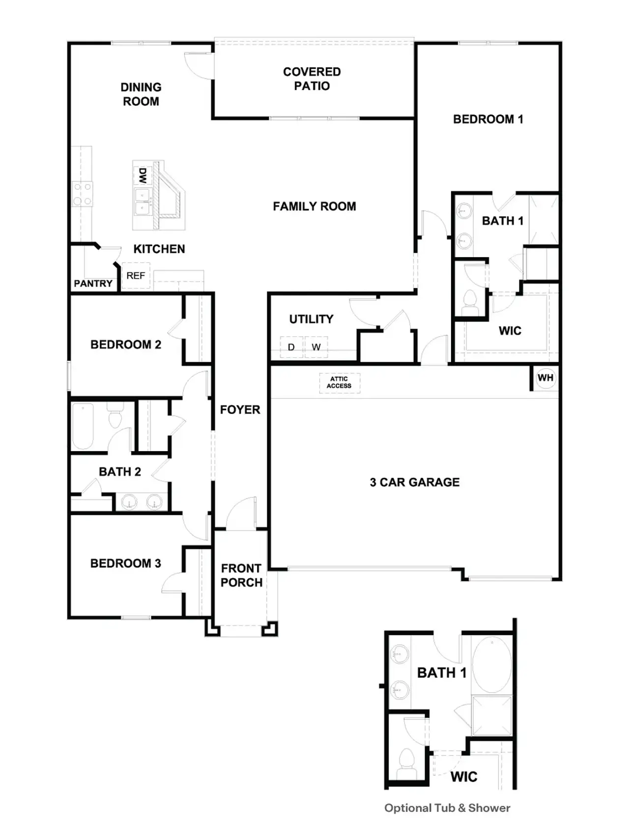 2D floor plan layout of this home in Trails of Windcrest, Fredericksburg, TX (Image 2).
